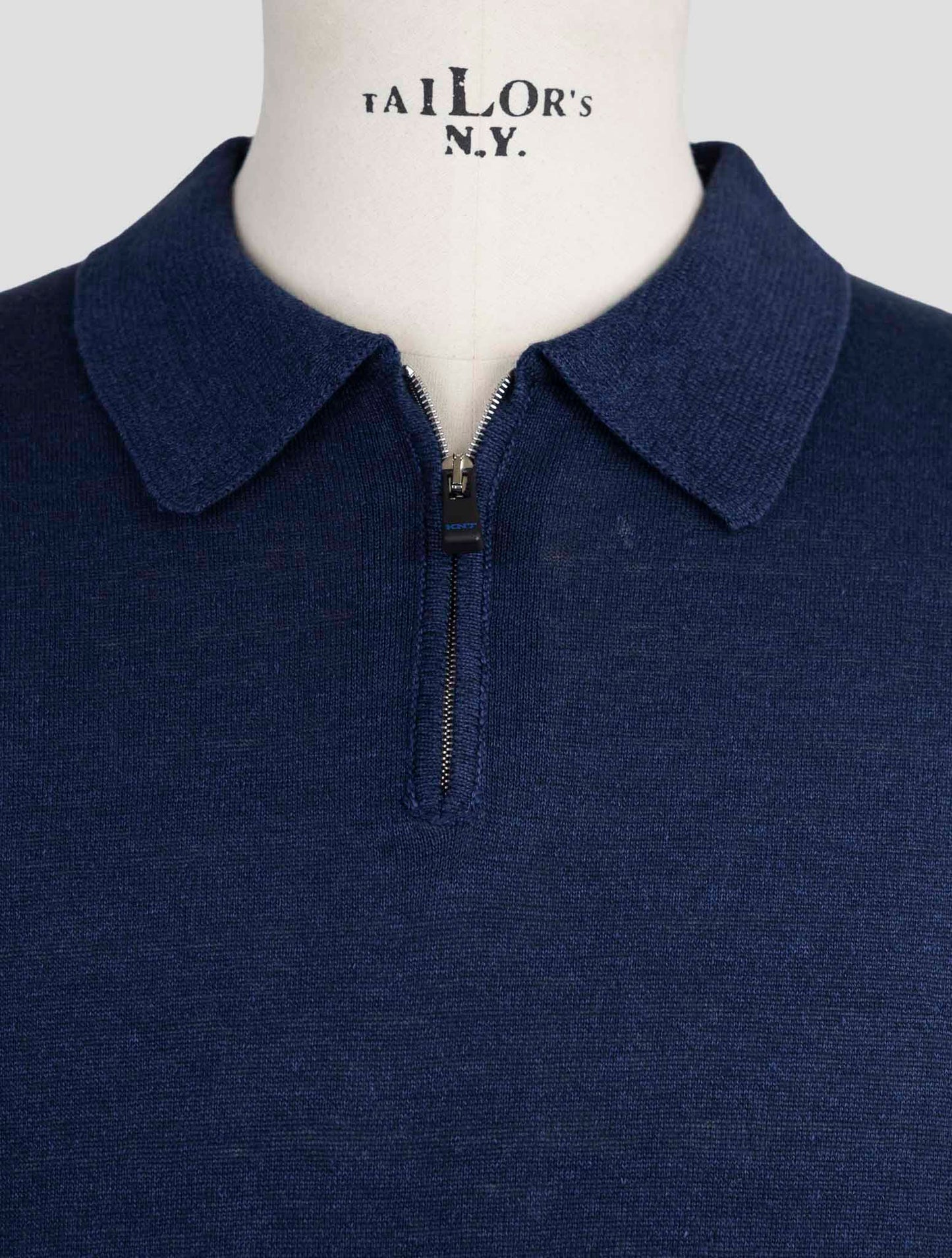 Kiton Knt Blue Linen Cotton Polo