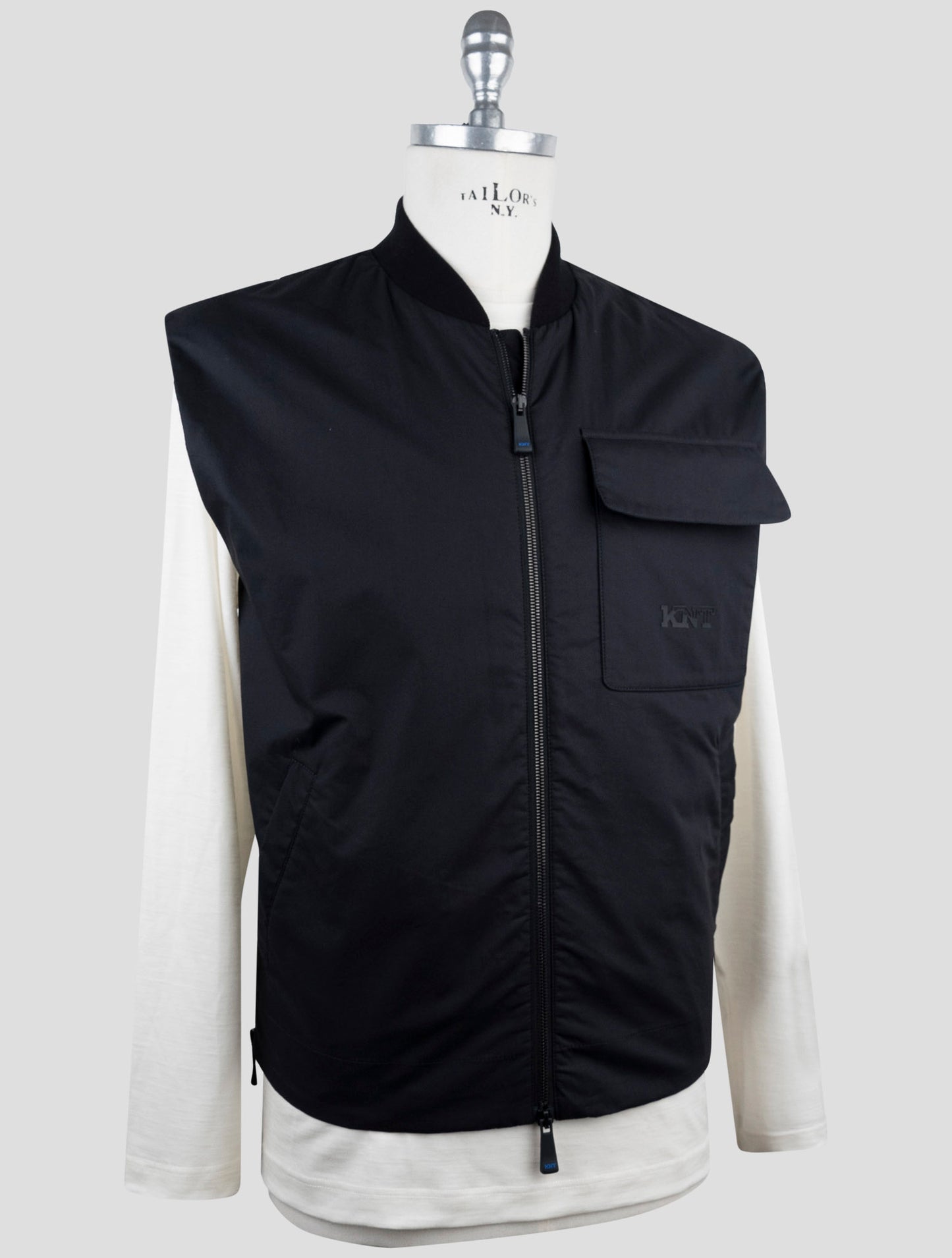 Kiton Knt Black Cotton Coat Gilet