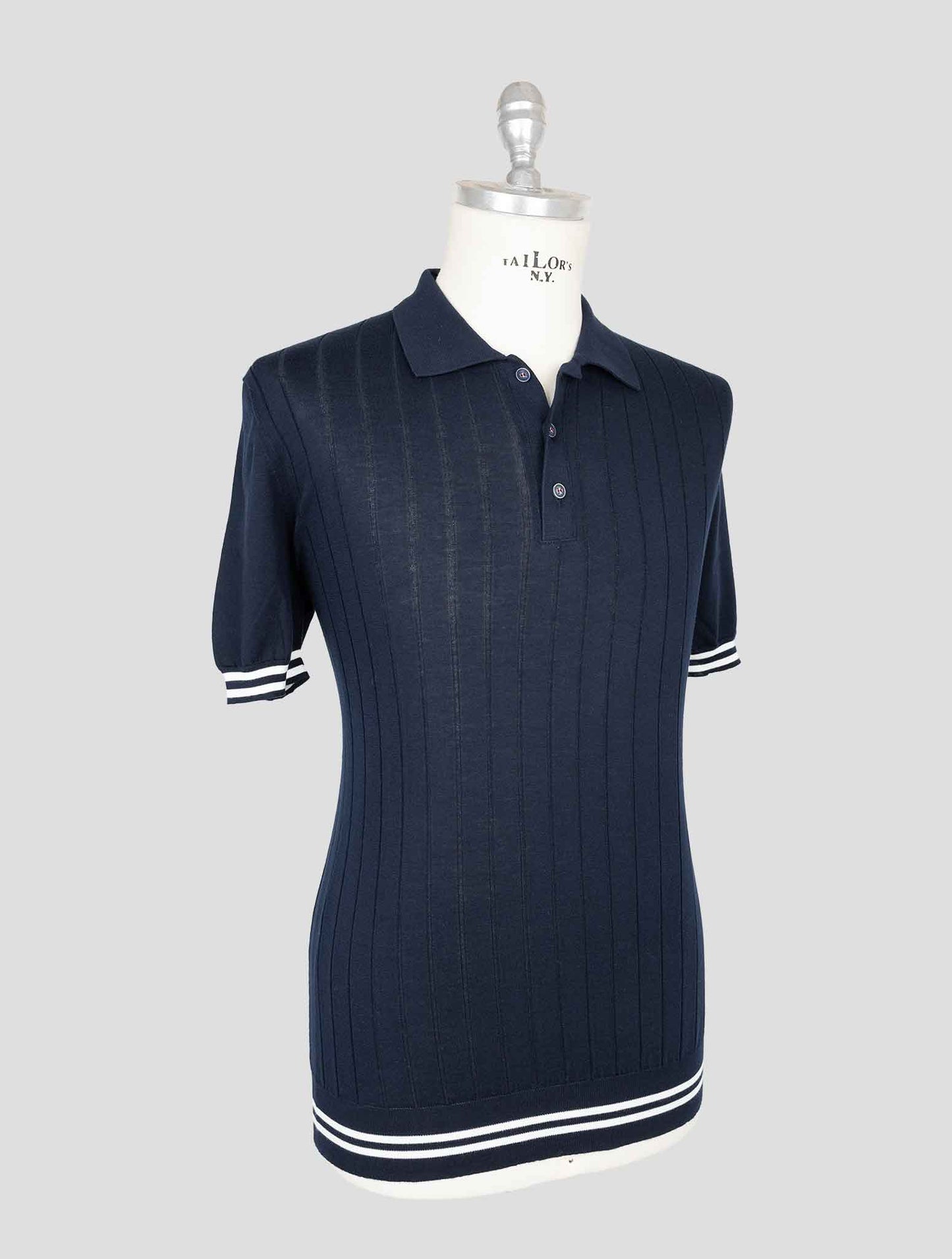 Kiton Blue Cotton Polo