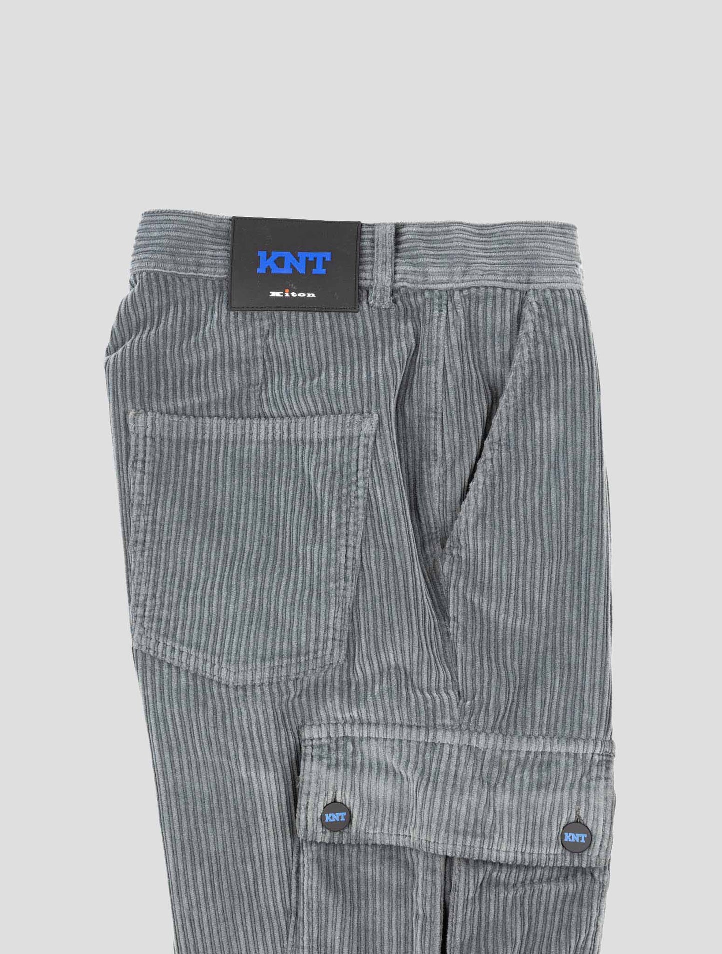 Kiton Knt Gray Cotton Ea Velvet Cargo Pants