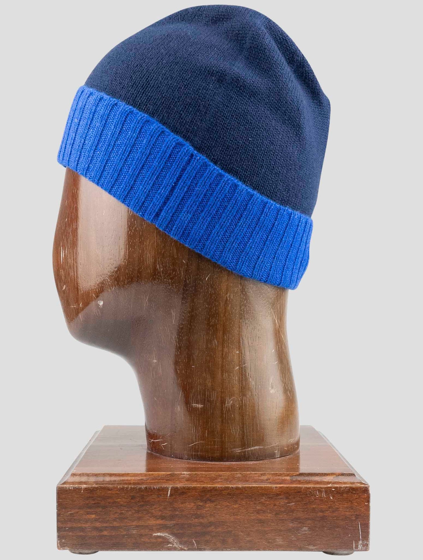 Kiton Blue Cashmere Beanie Hat