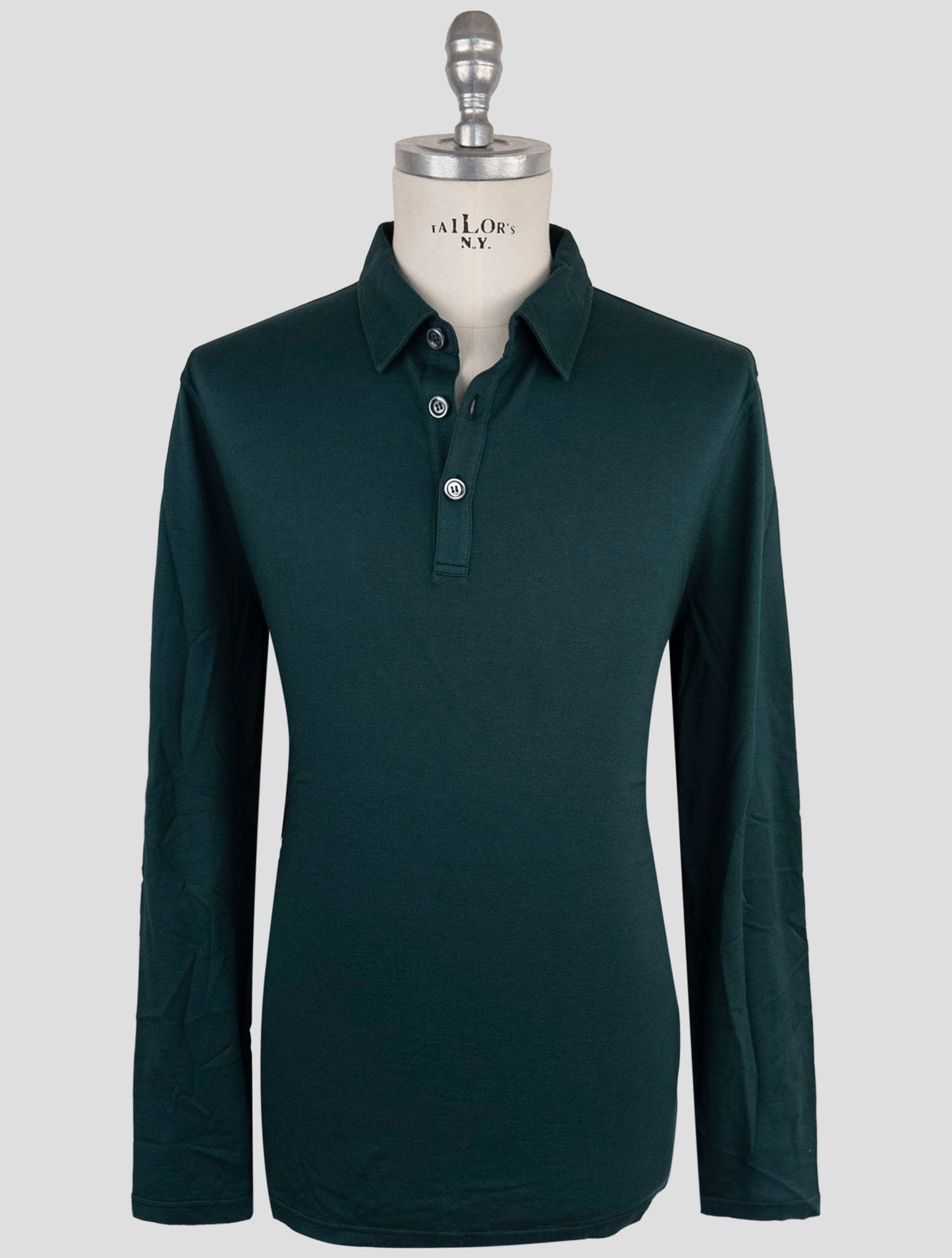 Kiton Green Cotton Cashmere Sweater Polo