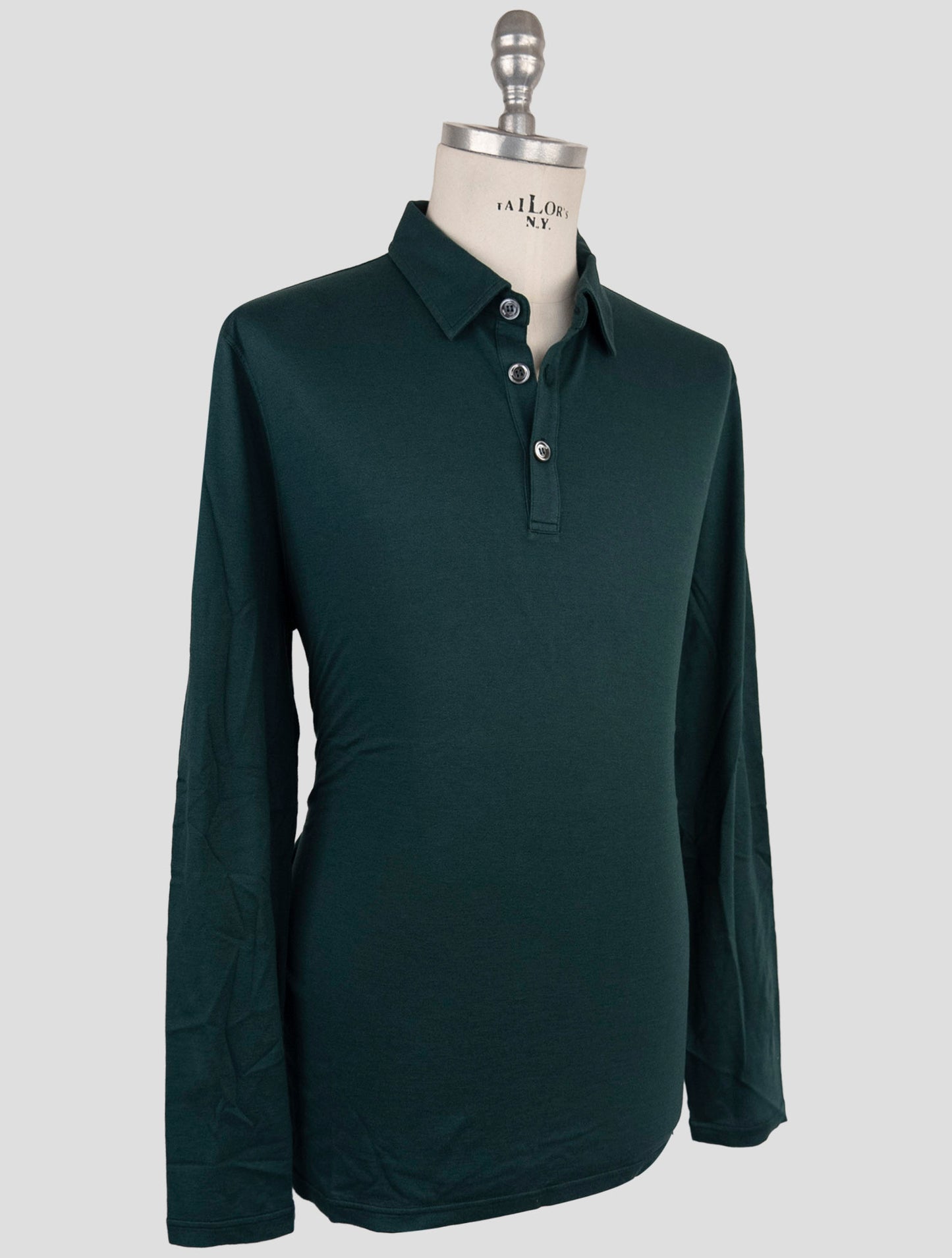 Kiton Green Cotton Cashmere Sweater Polo