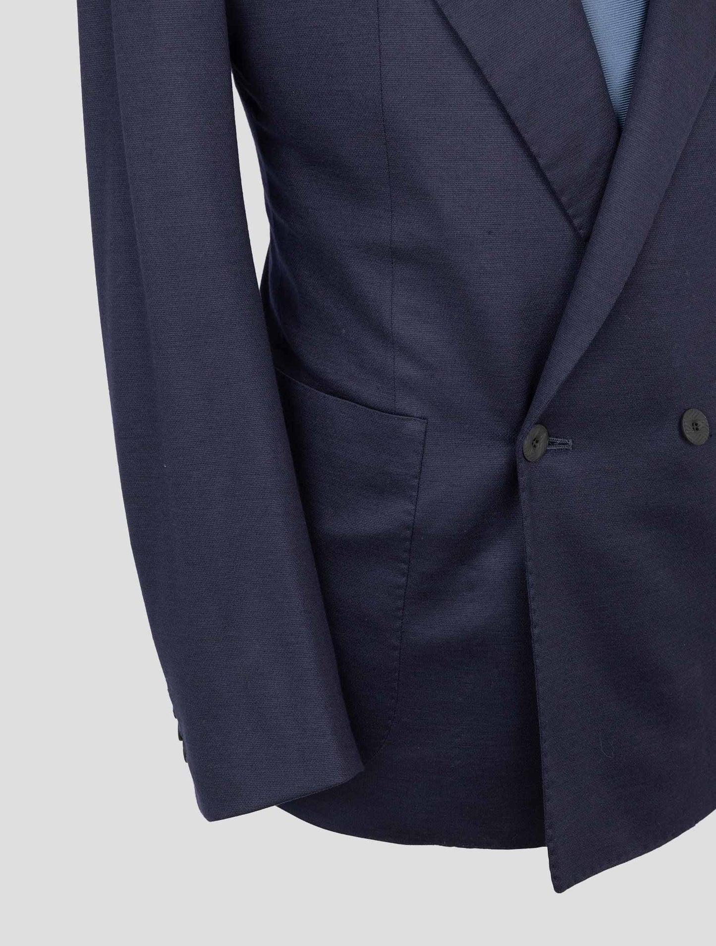 Kiton Knt Blue Wool Double Breasted Suit