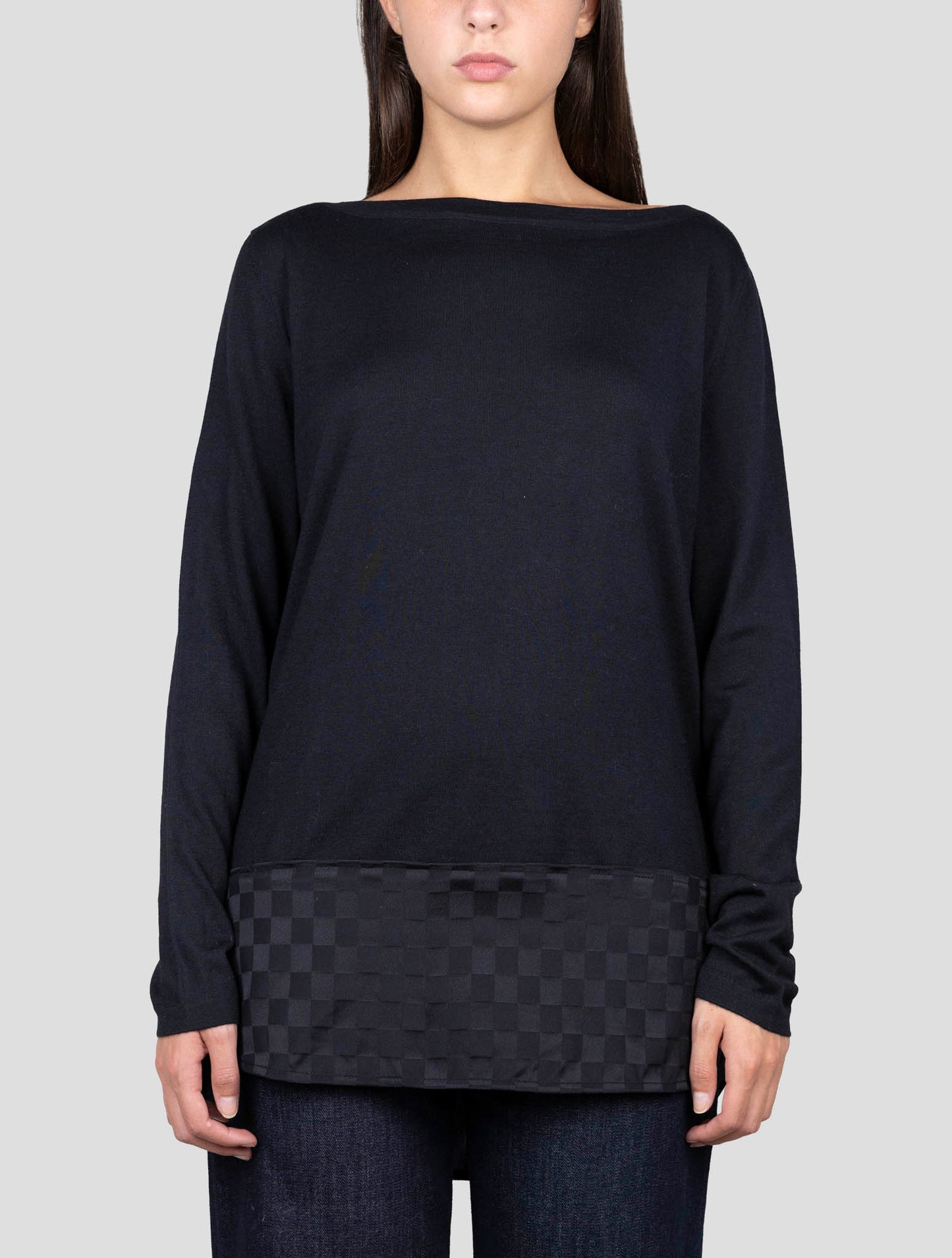 Kiton Black Cashmere Silk Sweater Crewneck