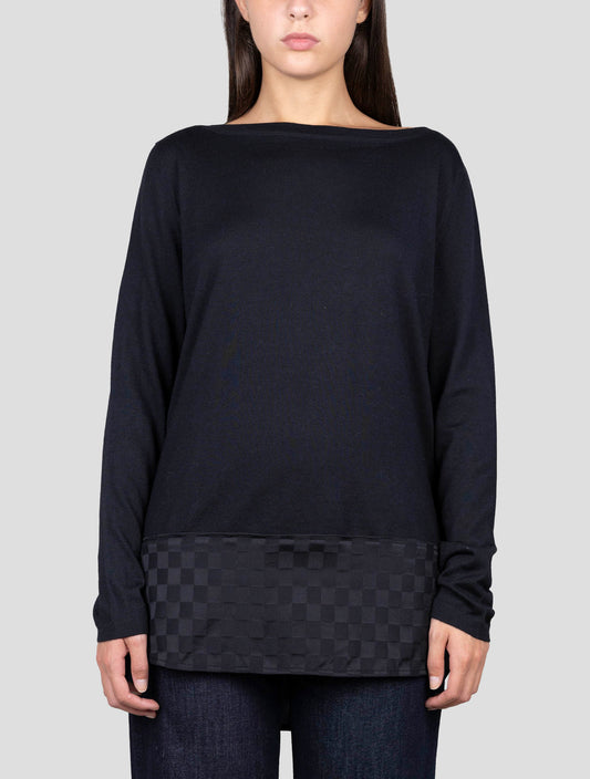 Kiton Black Cashmere Silk Sweater Crewneck