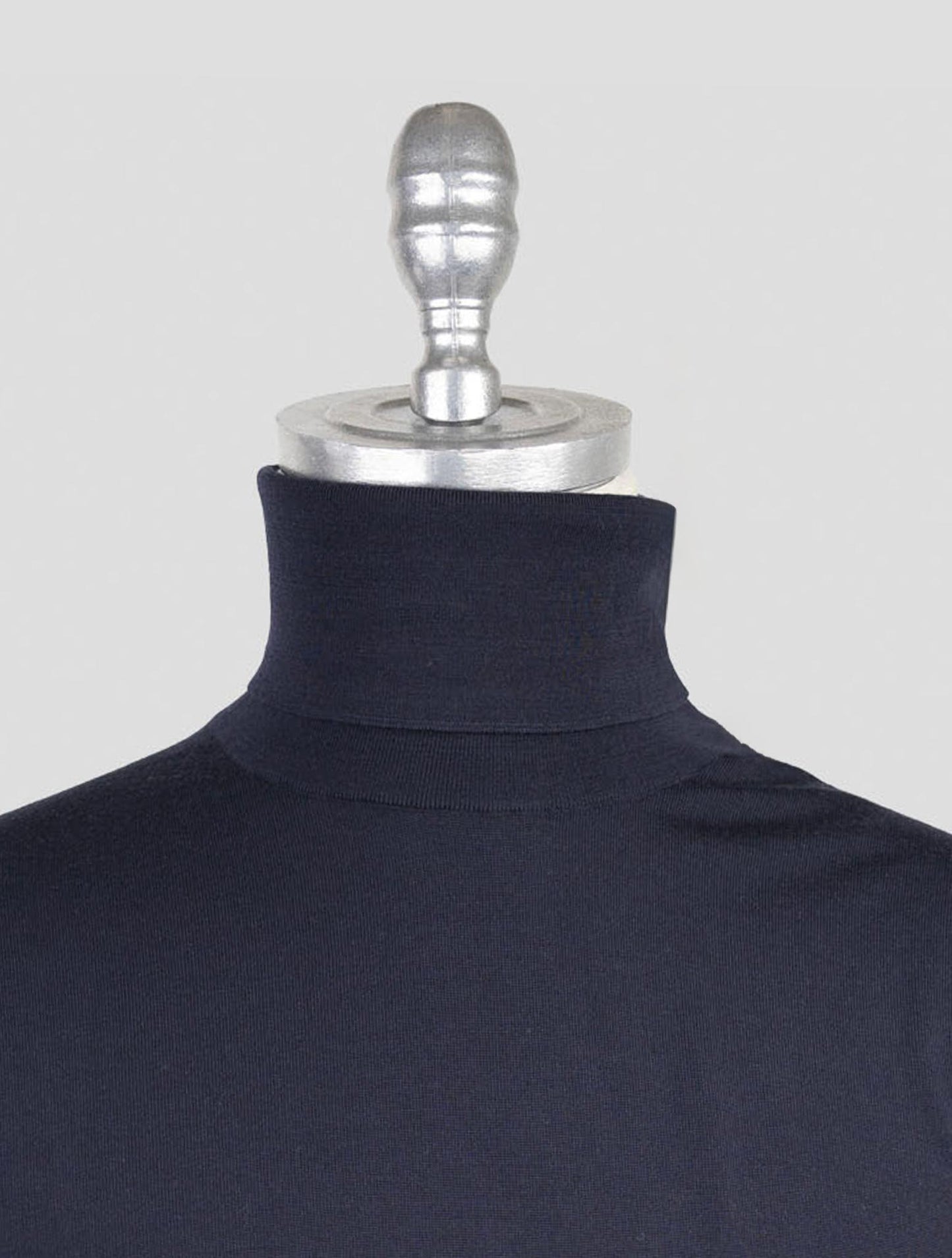 Kiton Blue Wool Sweater Turtleneck