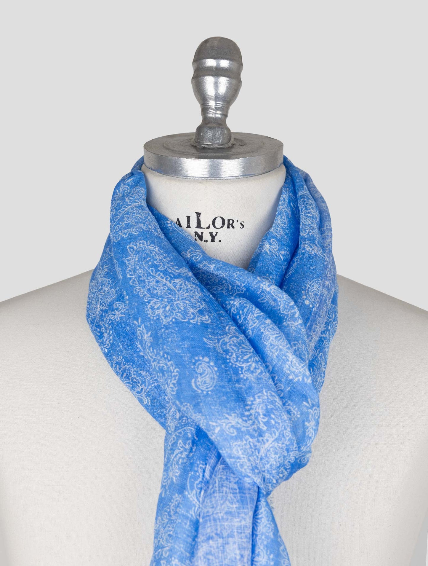 Kiton Blue Linen Scarf