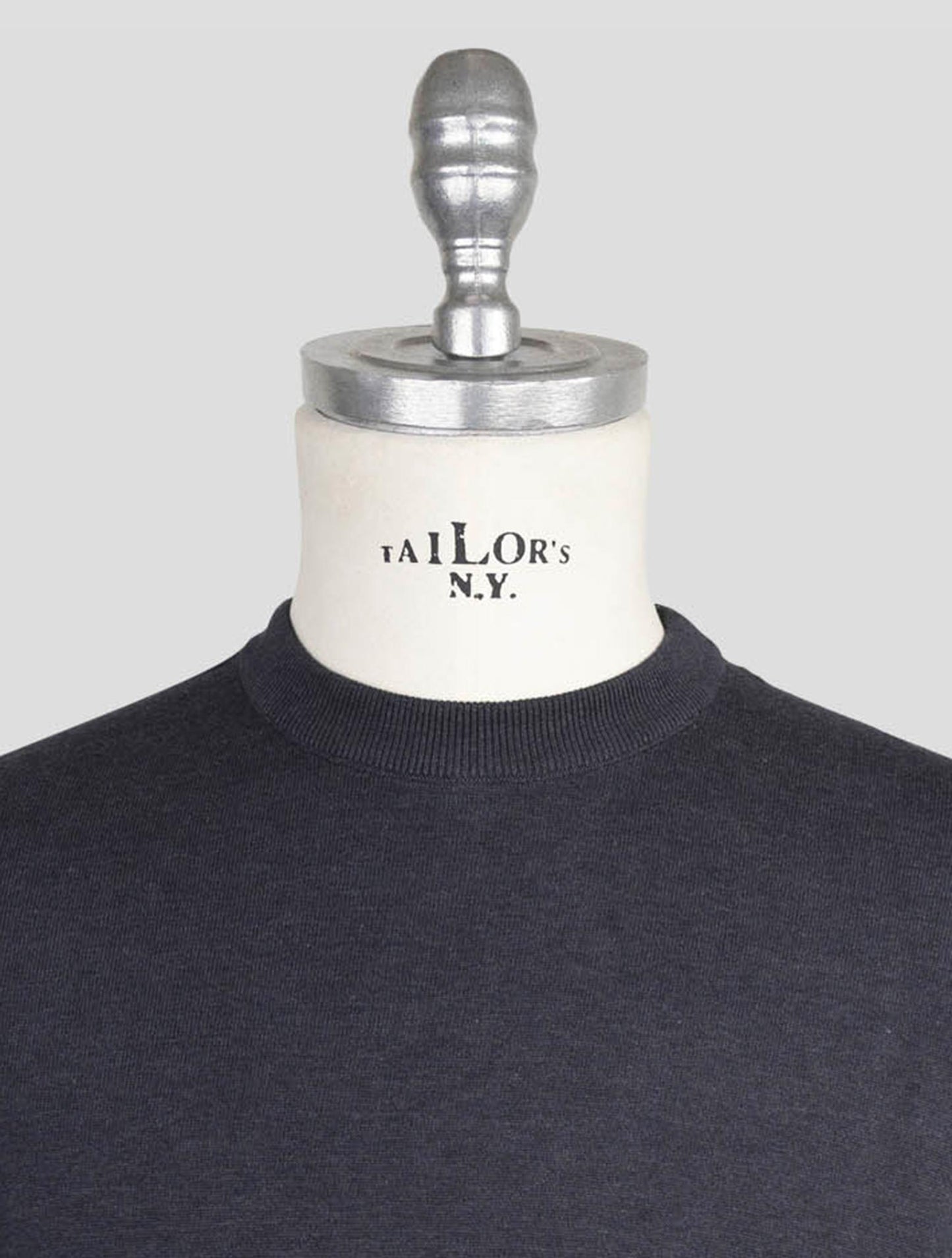 Kiton Gray Cotton Sweater Crewneck