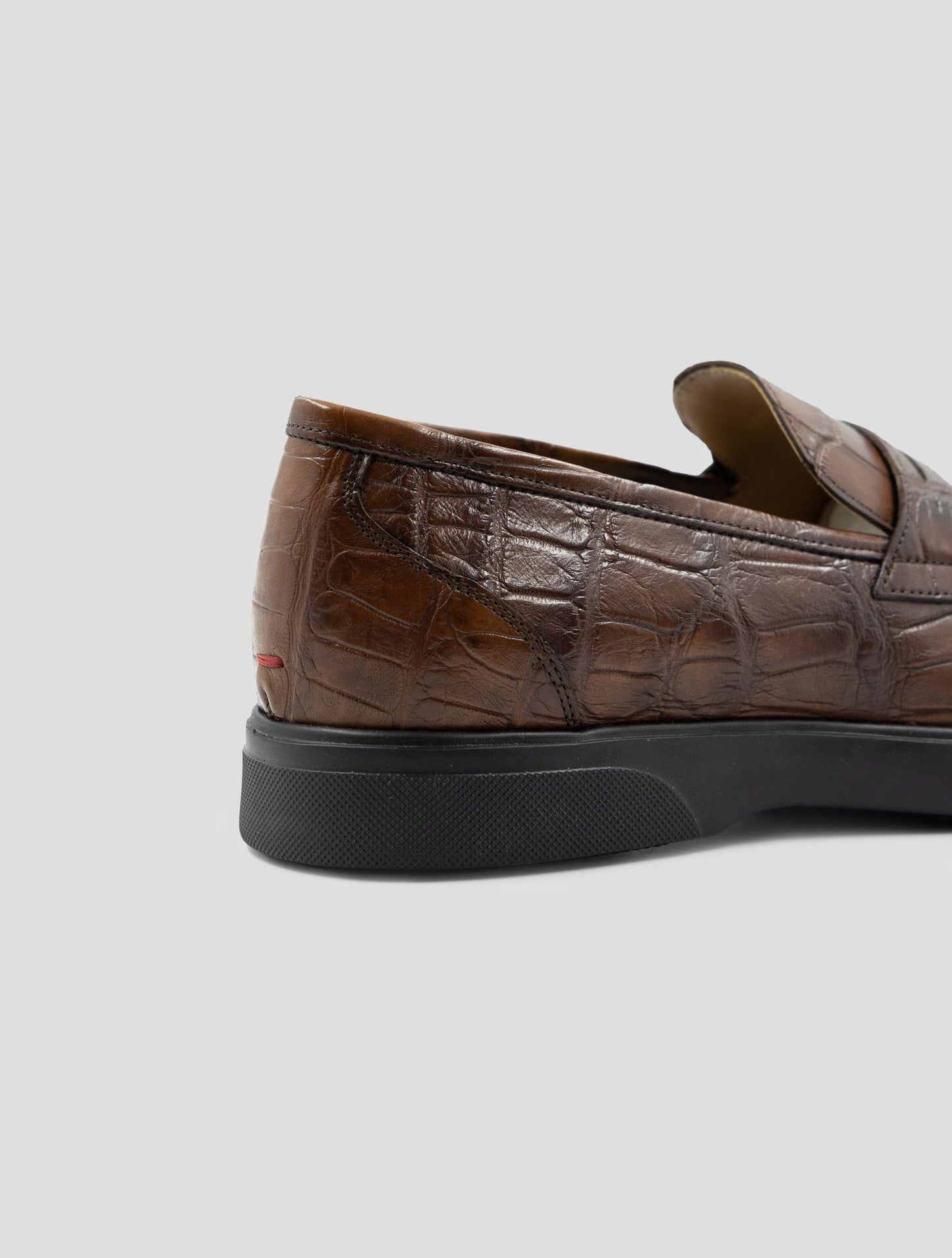 Kiton Brown Leather Crocodile Loafers