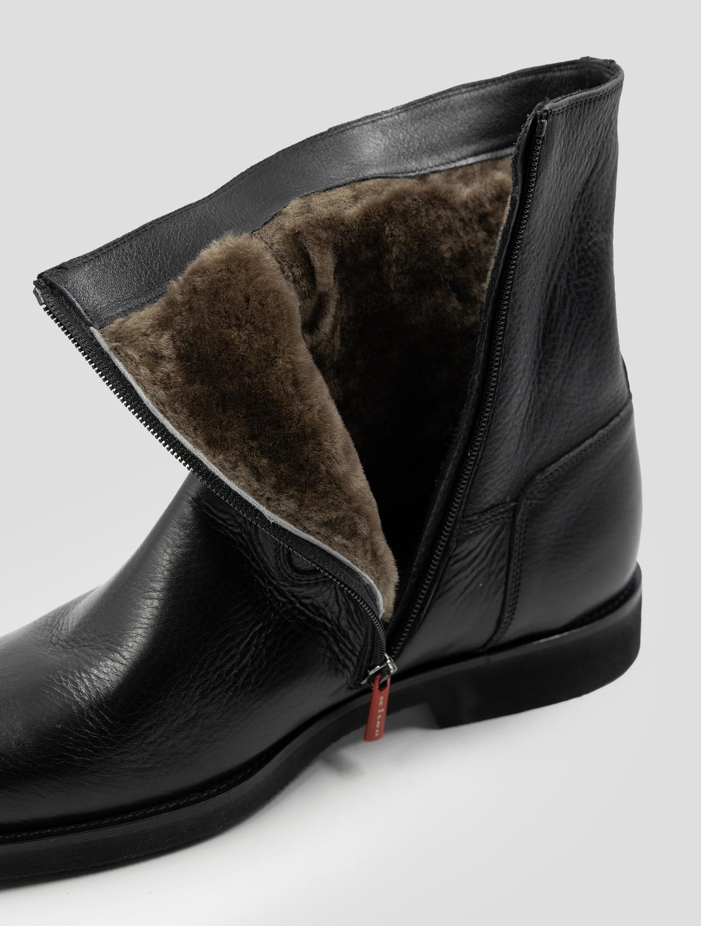 Kiton Black Leather With Fur Boots