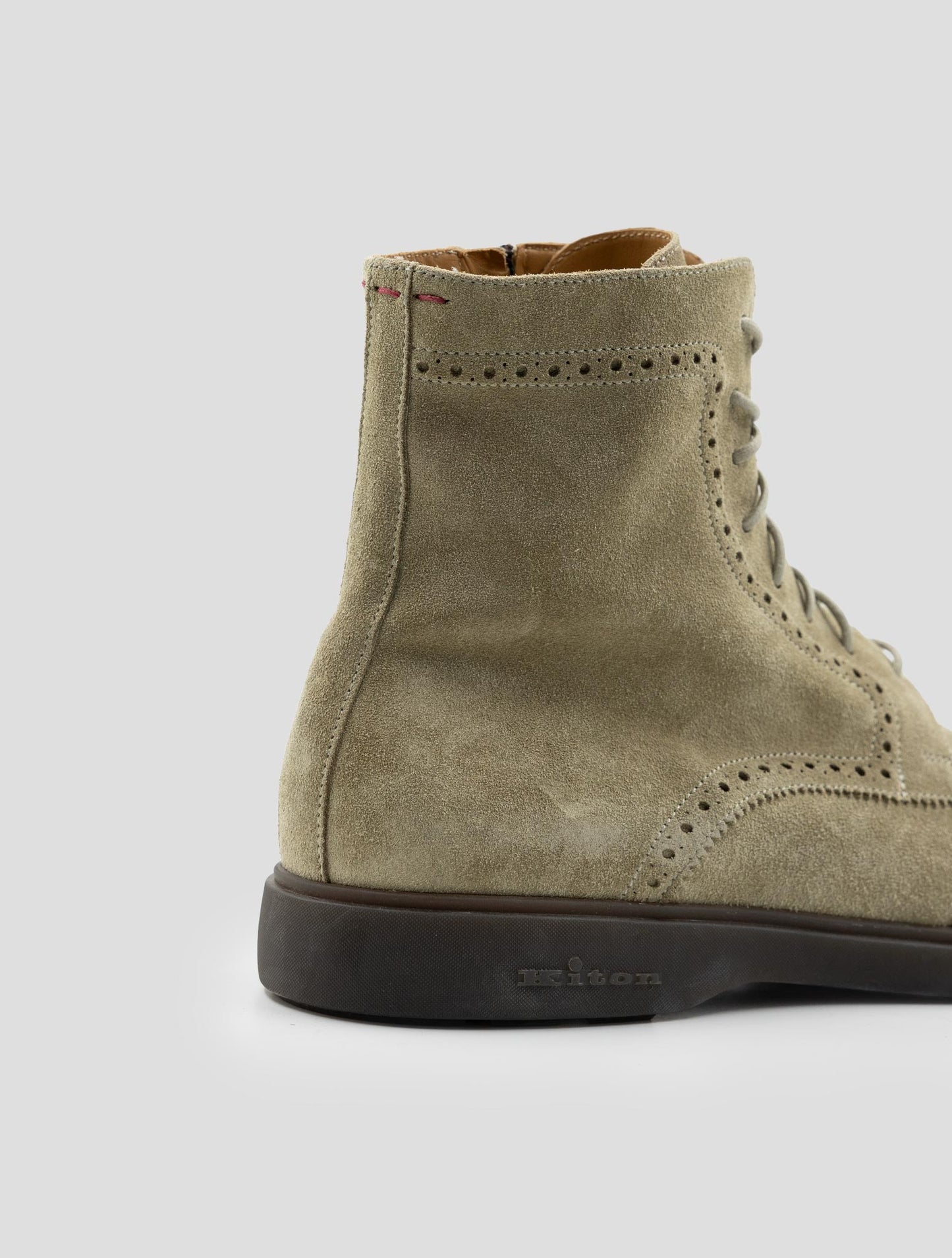 Kiton Beige Leather Suede Boots