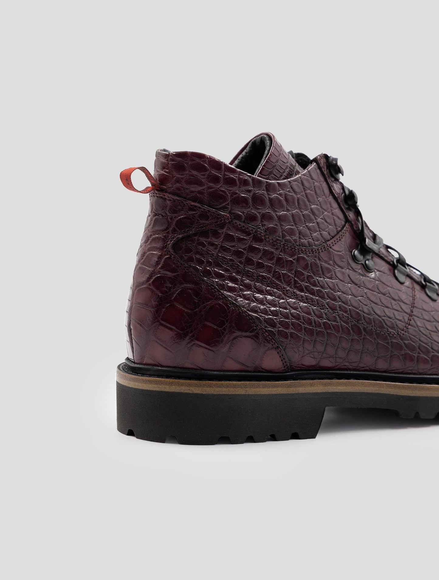 Kiton Bordeaux Leather Crocodile Boots