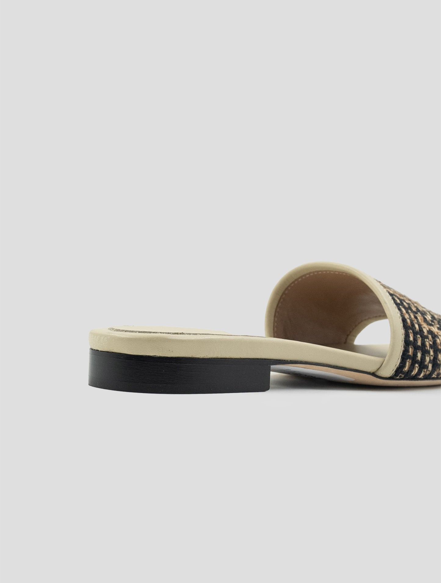 Kiton Black Beige Viscose Linen Sandals