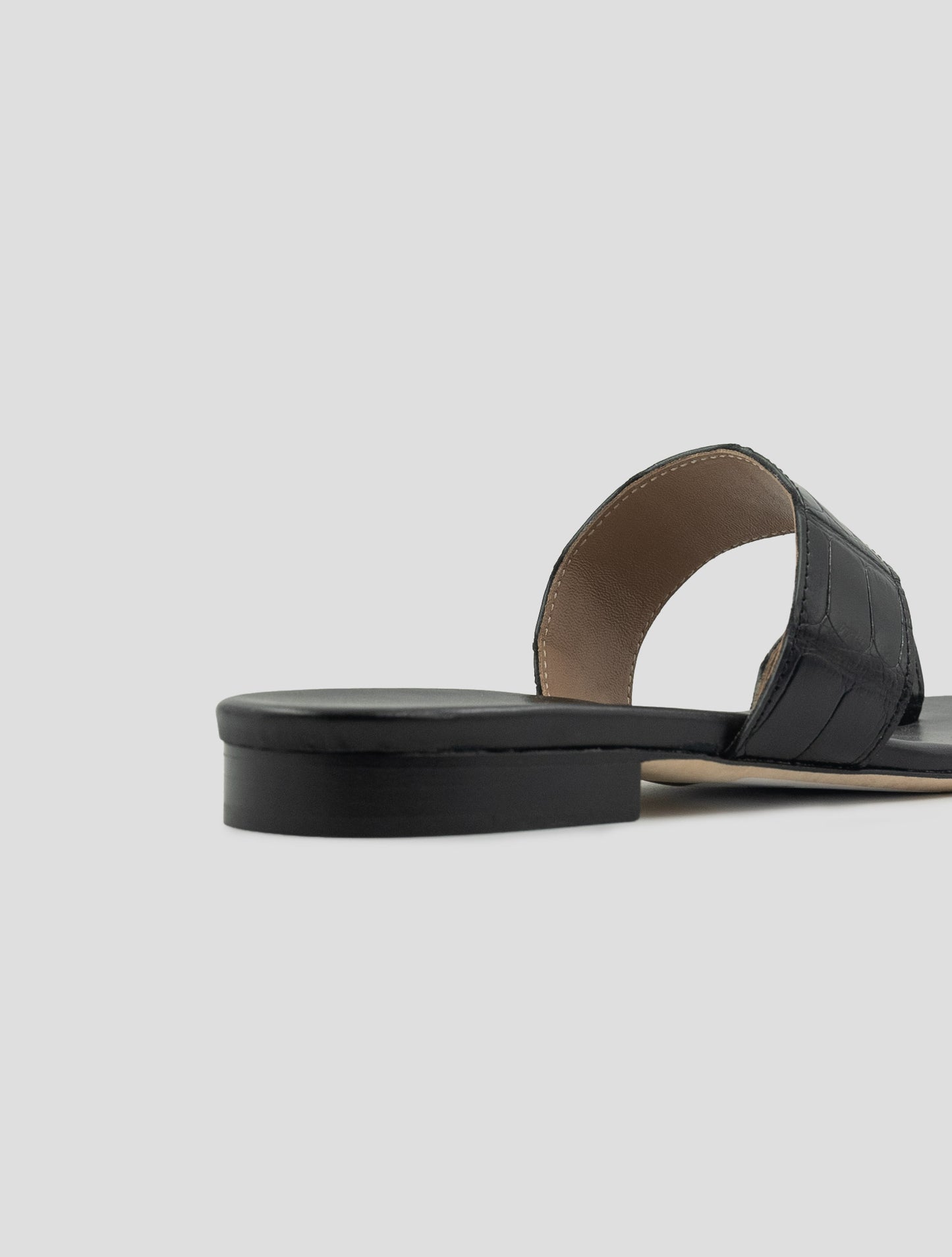 Kiton Black Leather Crocodile Leather Sandals