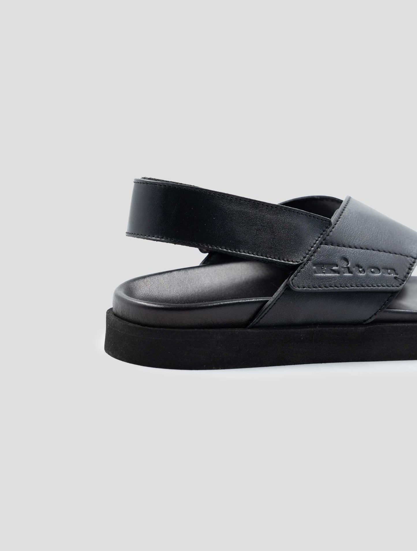 Kiton Black Leather Sandals