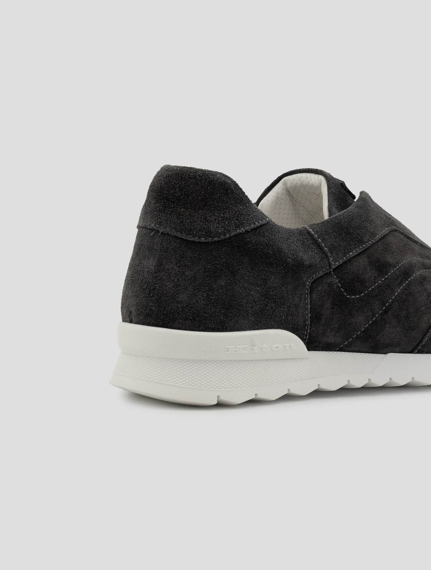 Kiton Dark Gray Leather Suede Sneakers