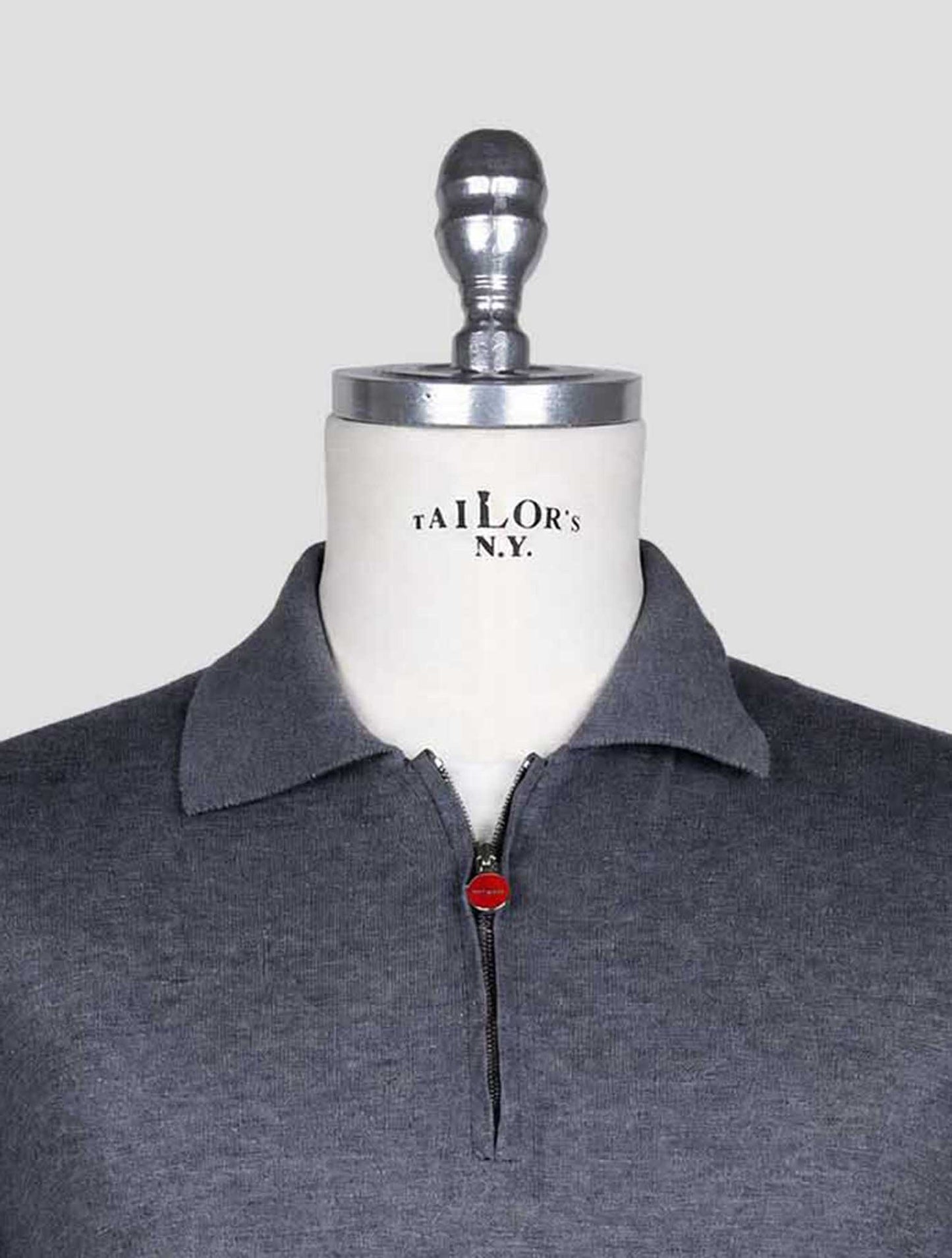 Kiton Gray Cotton Polo Half Zip