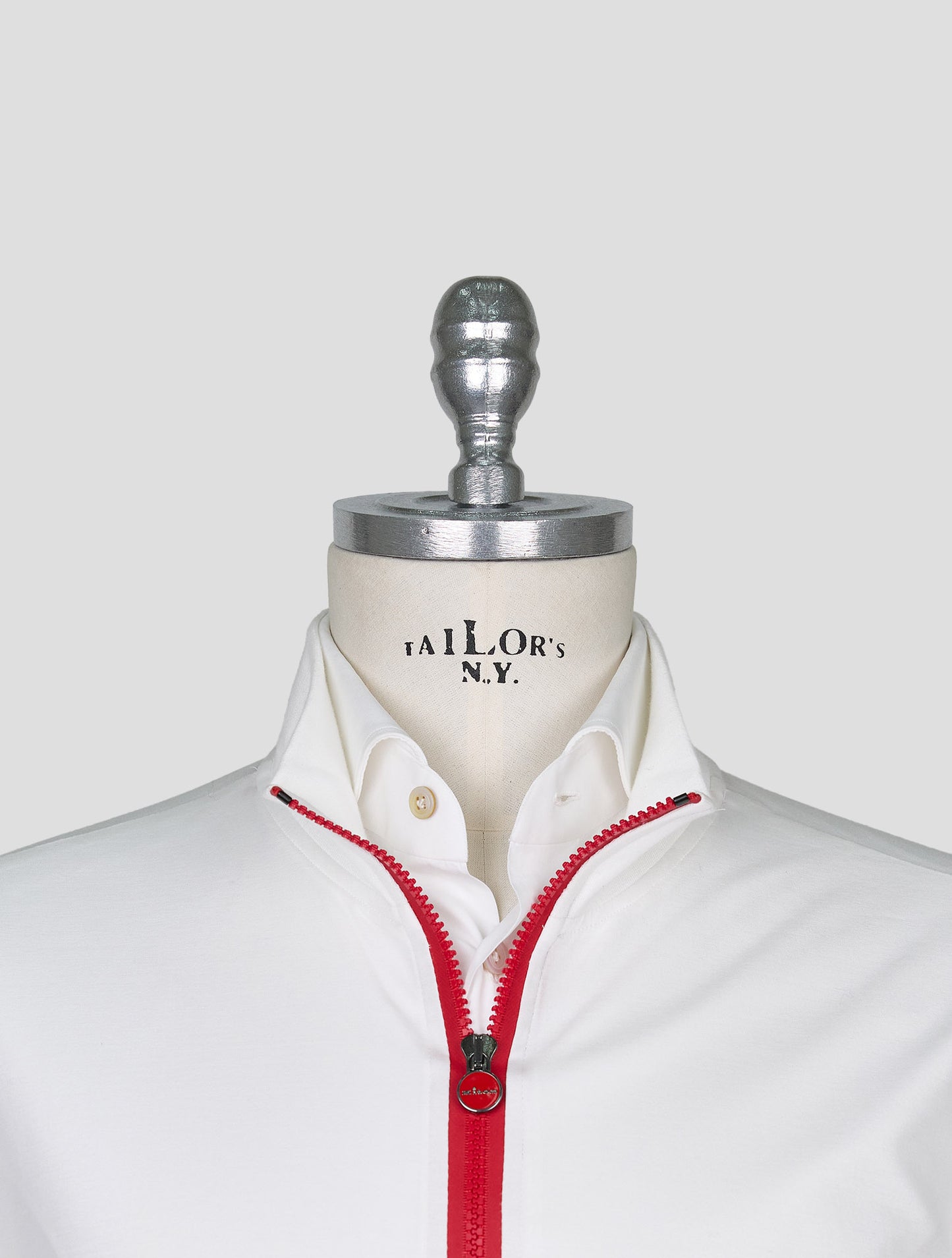 Kiton White Cotton Sweater Full Zip