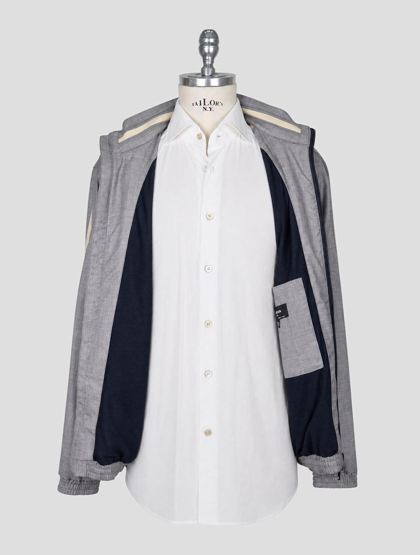 Kiton Gray Virgin Wool Pa Coat