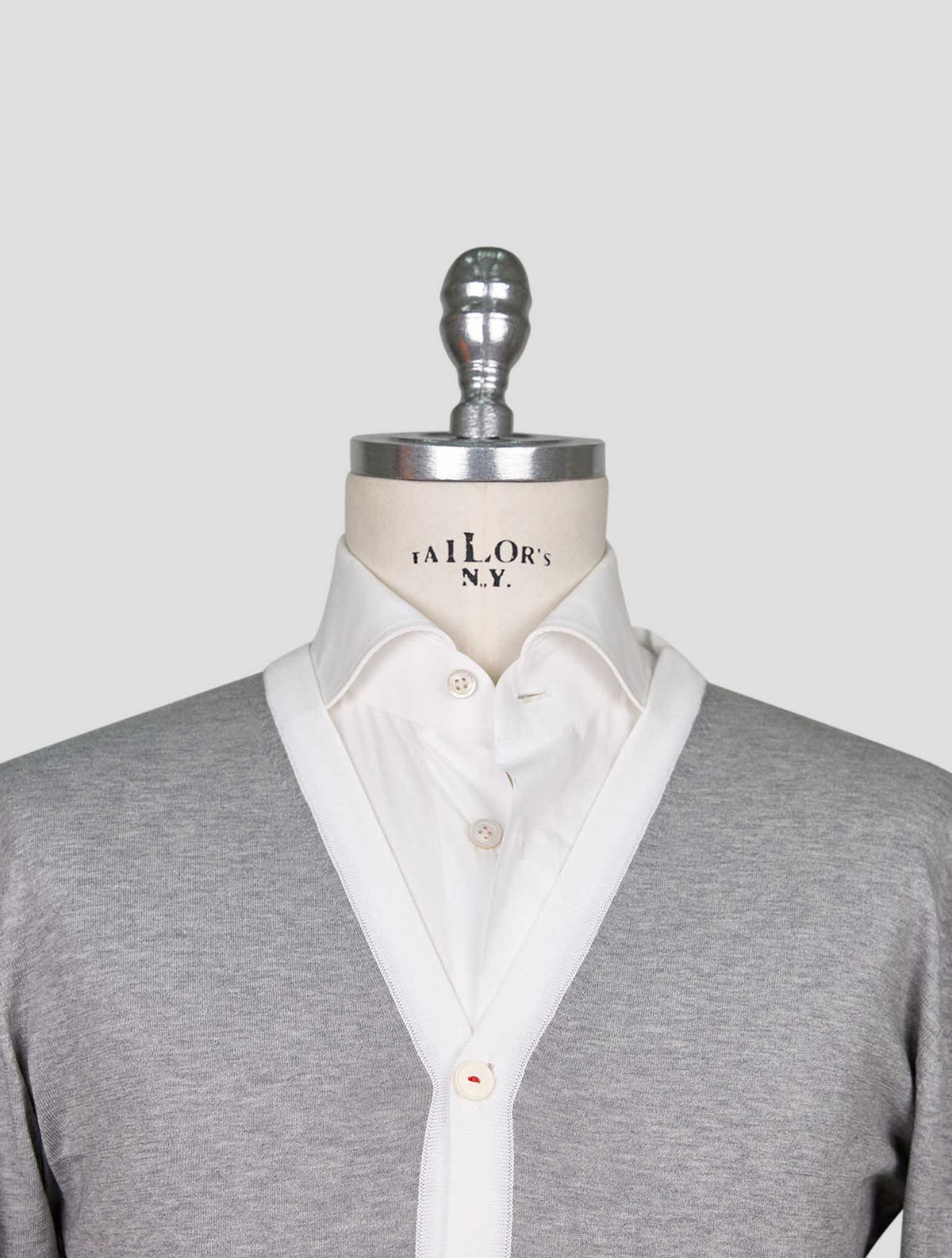 Kiton Gray White Cardigan