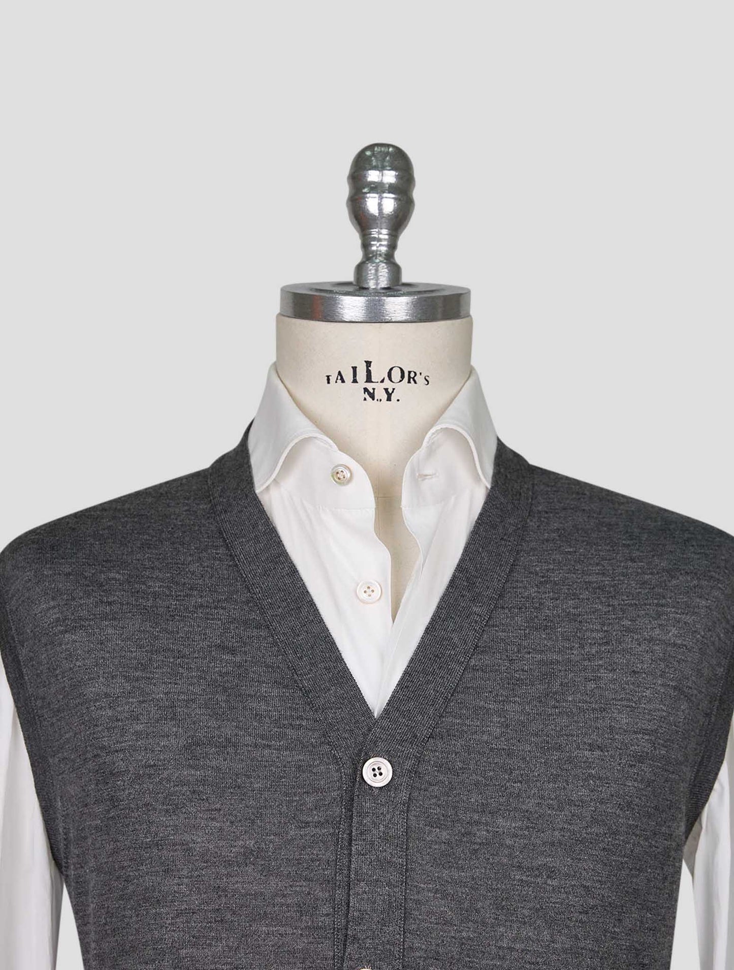 Kiton Gray Wool Cashmere Cardigan