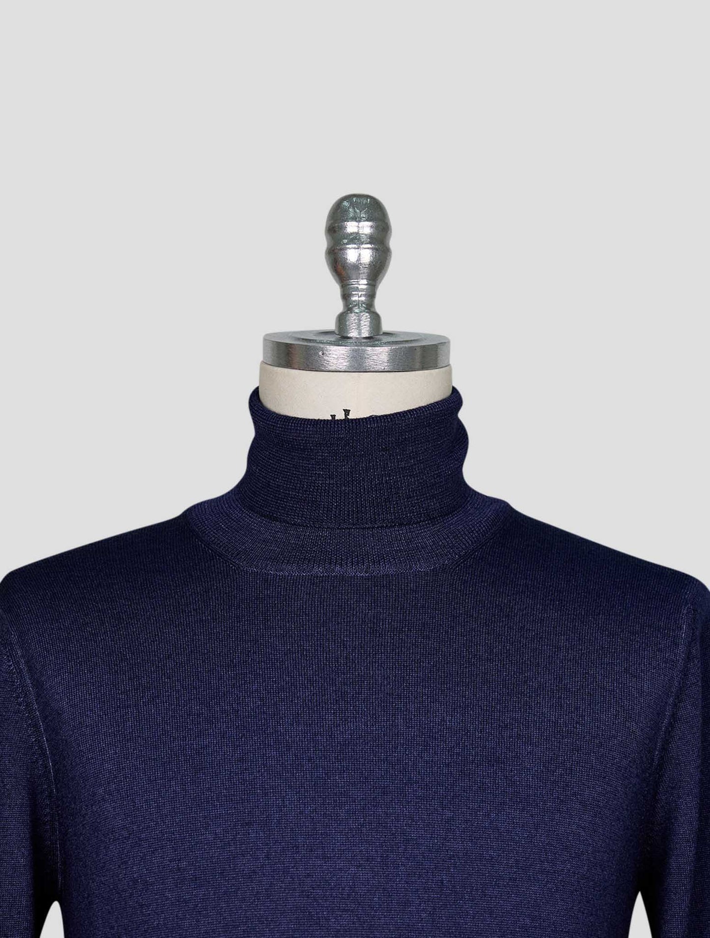 Kiton Blue Wool Sweater Turtleneck