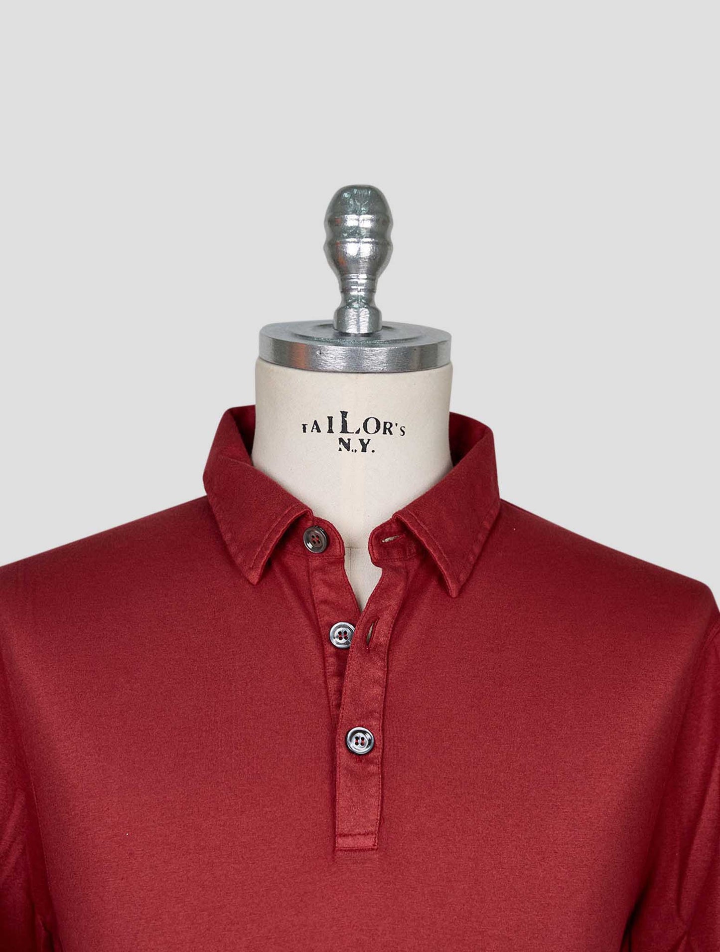Kiton Burgundy Cotton Cashmere Polo