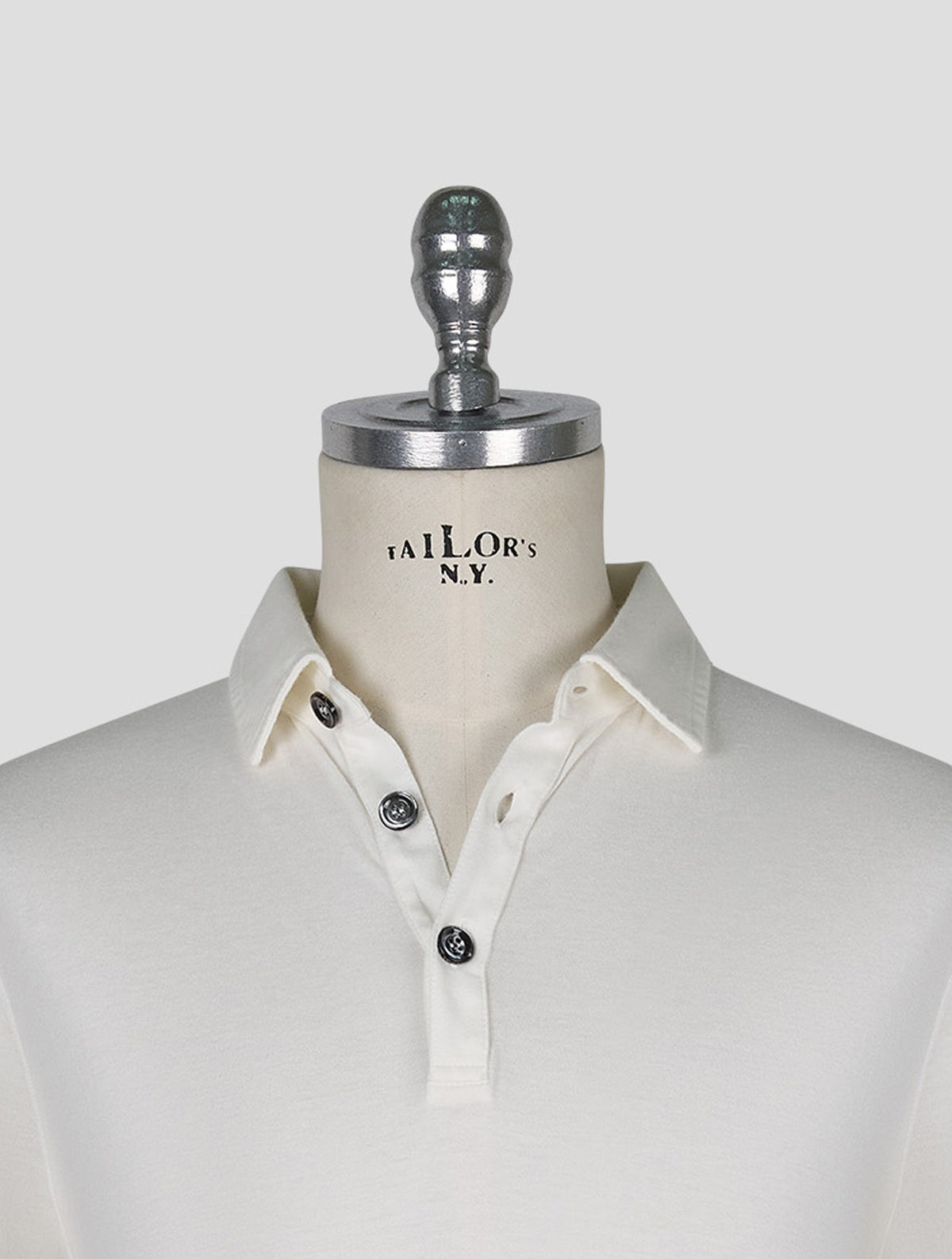 Kiton White Cotton Cashmere Sweater Polo