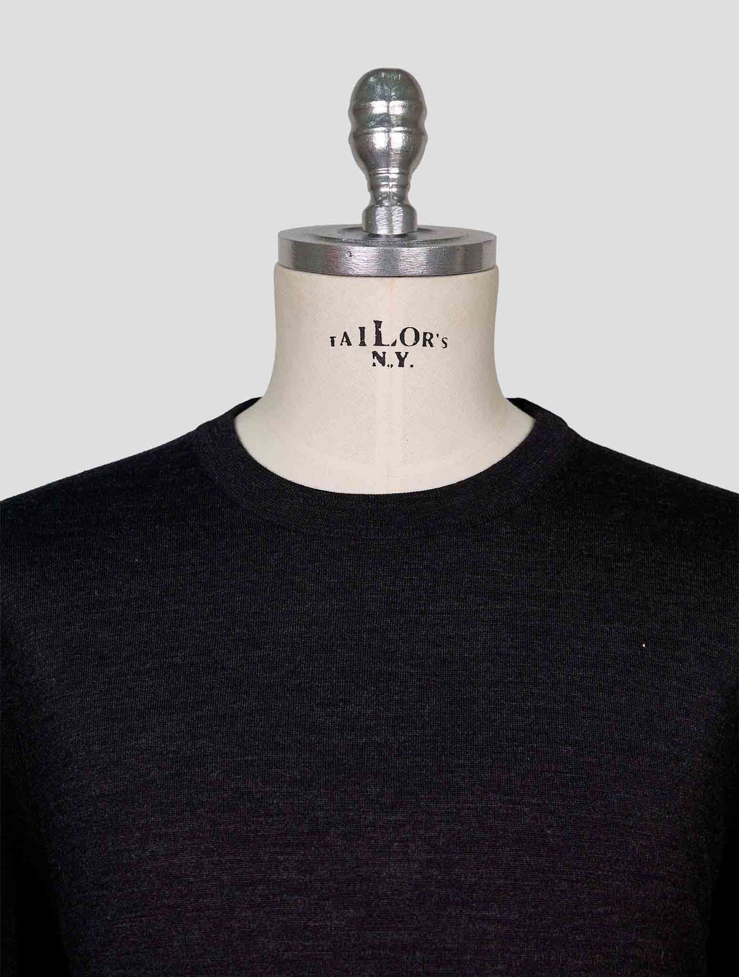 Kiton Black Wool Sweater Crewneck