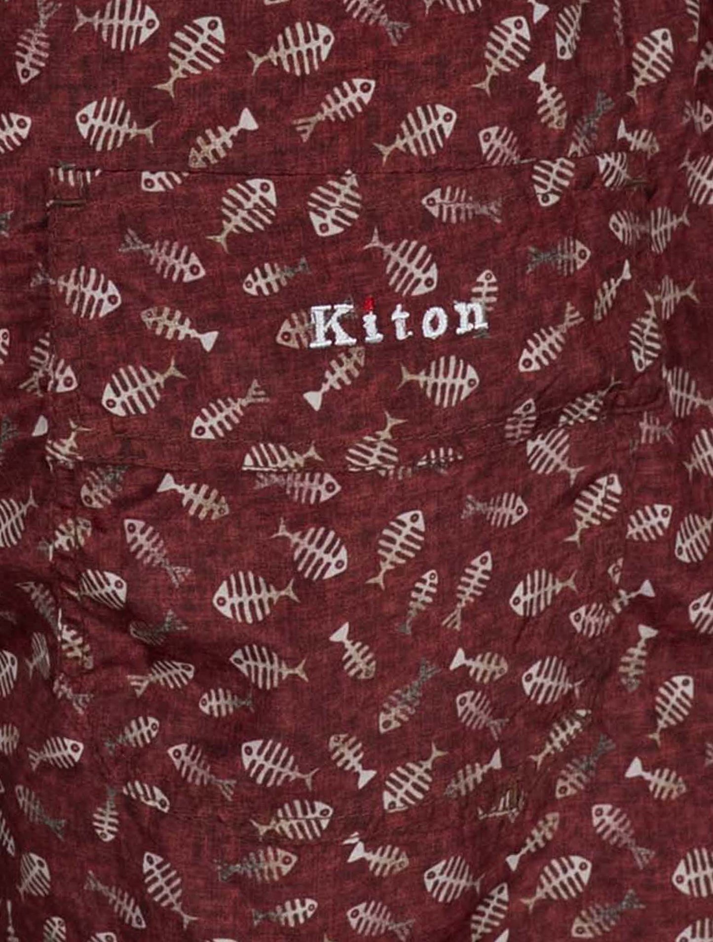 Kiton Burgundy White Pl Swim Trunks