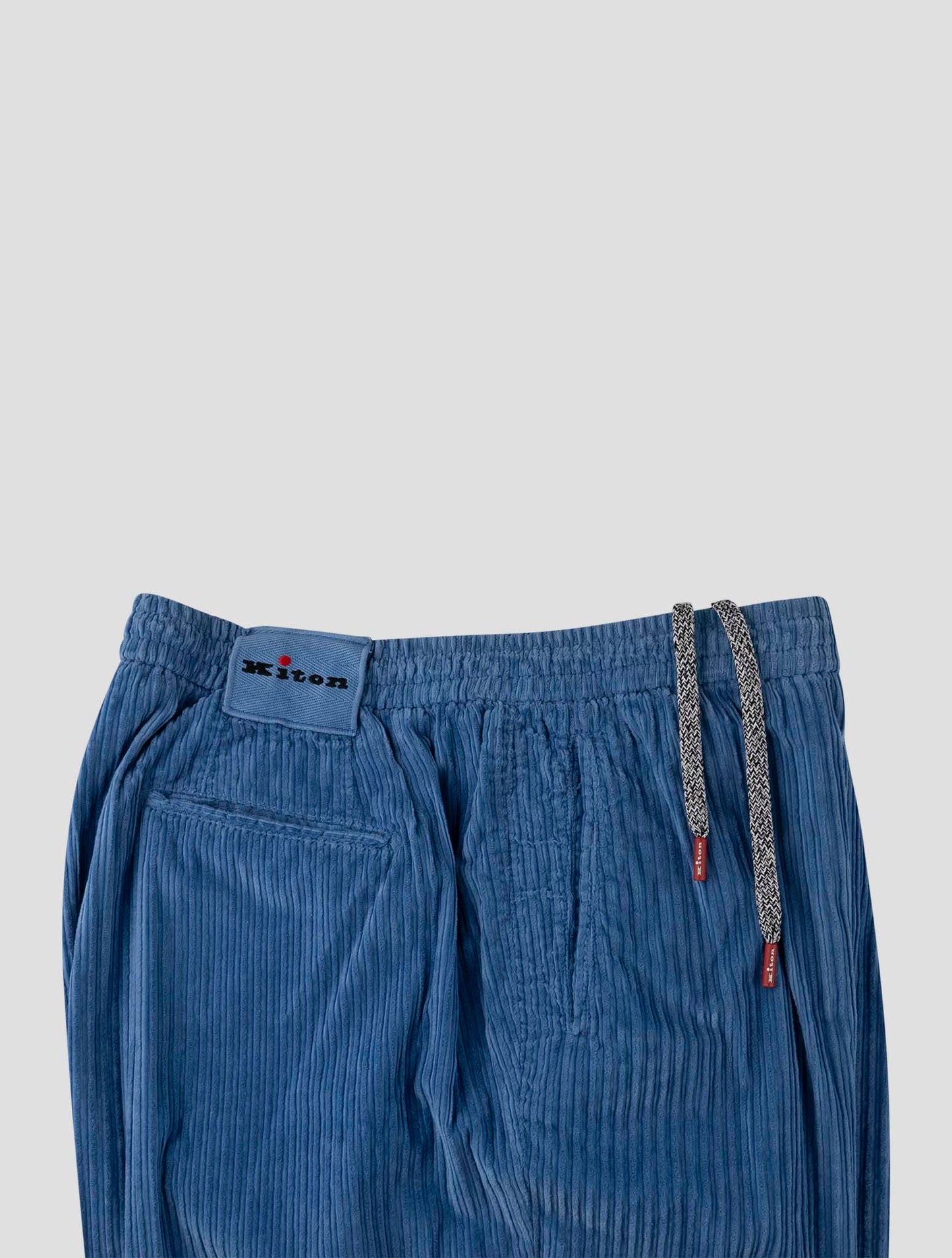 Kiton Blue Cotton Velvet Pants