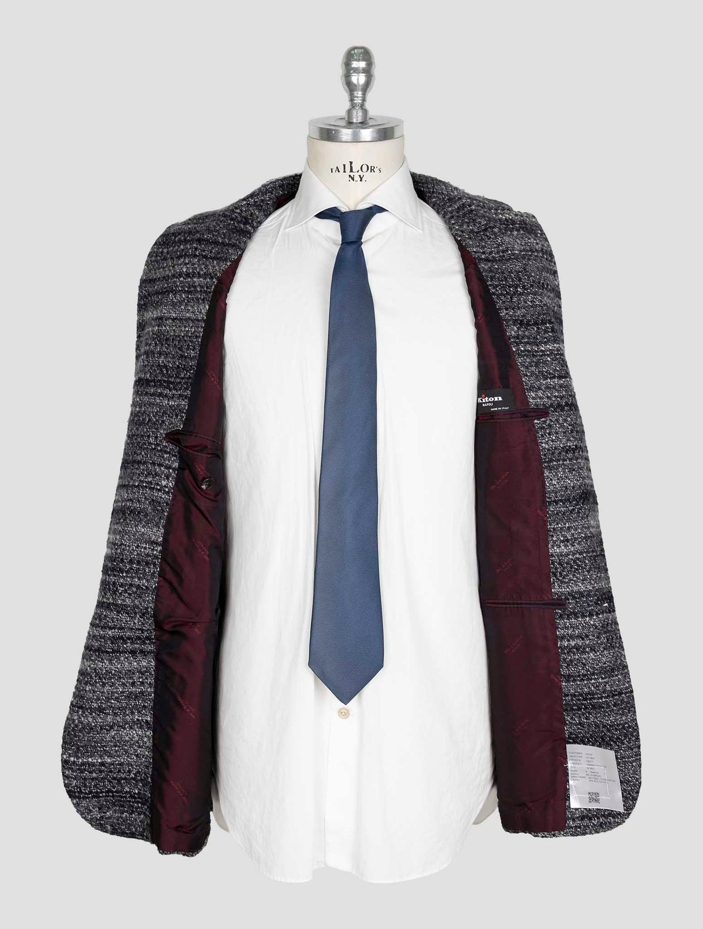 Kiton Dark Gray White Cashmere Silk Blazer