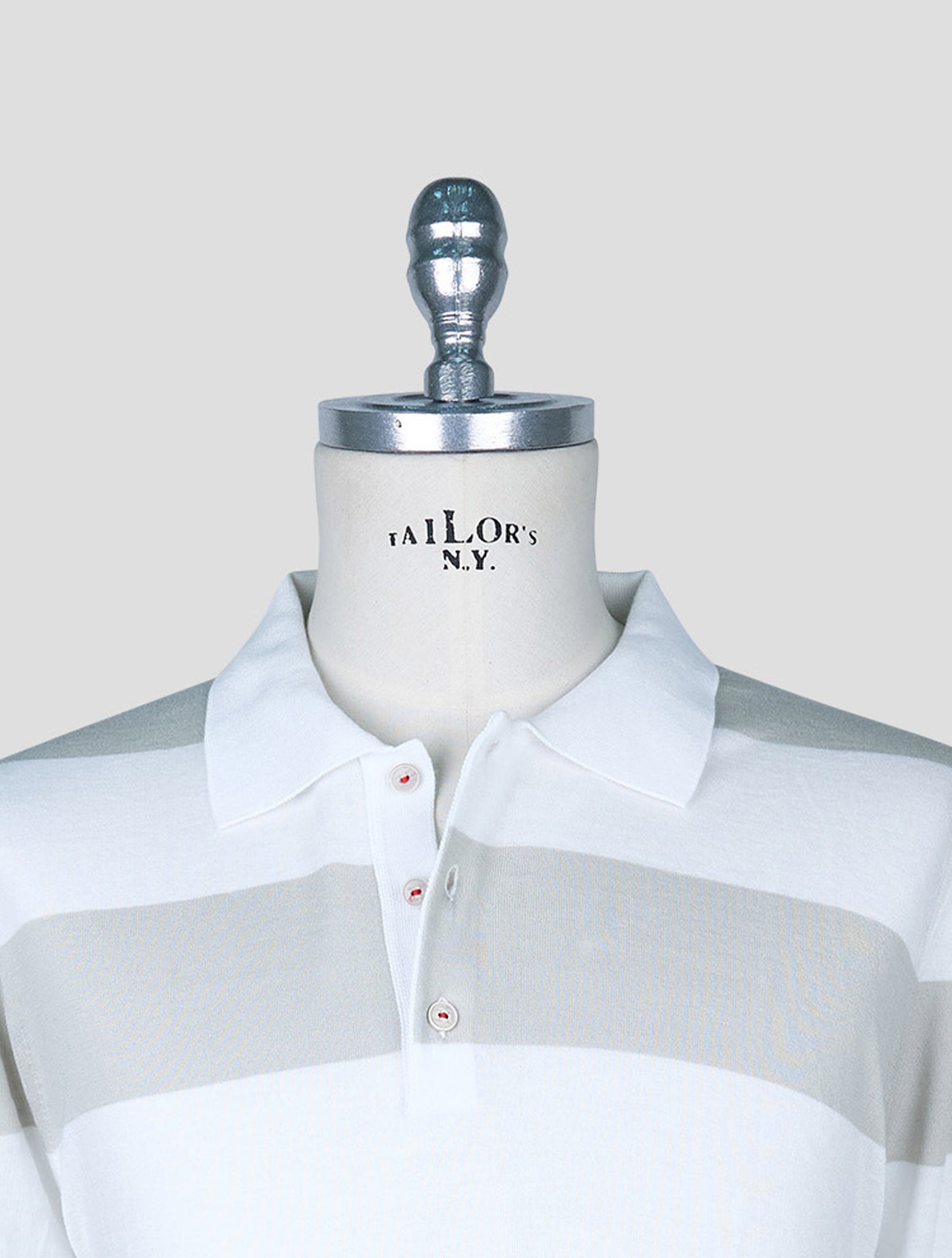 Kiton Beige White Cotton Polo