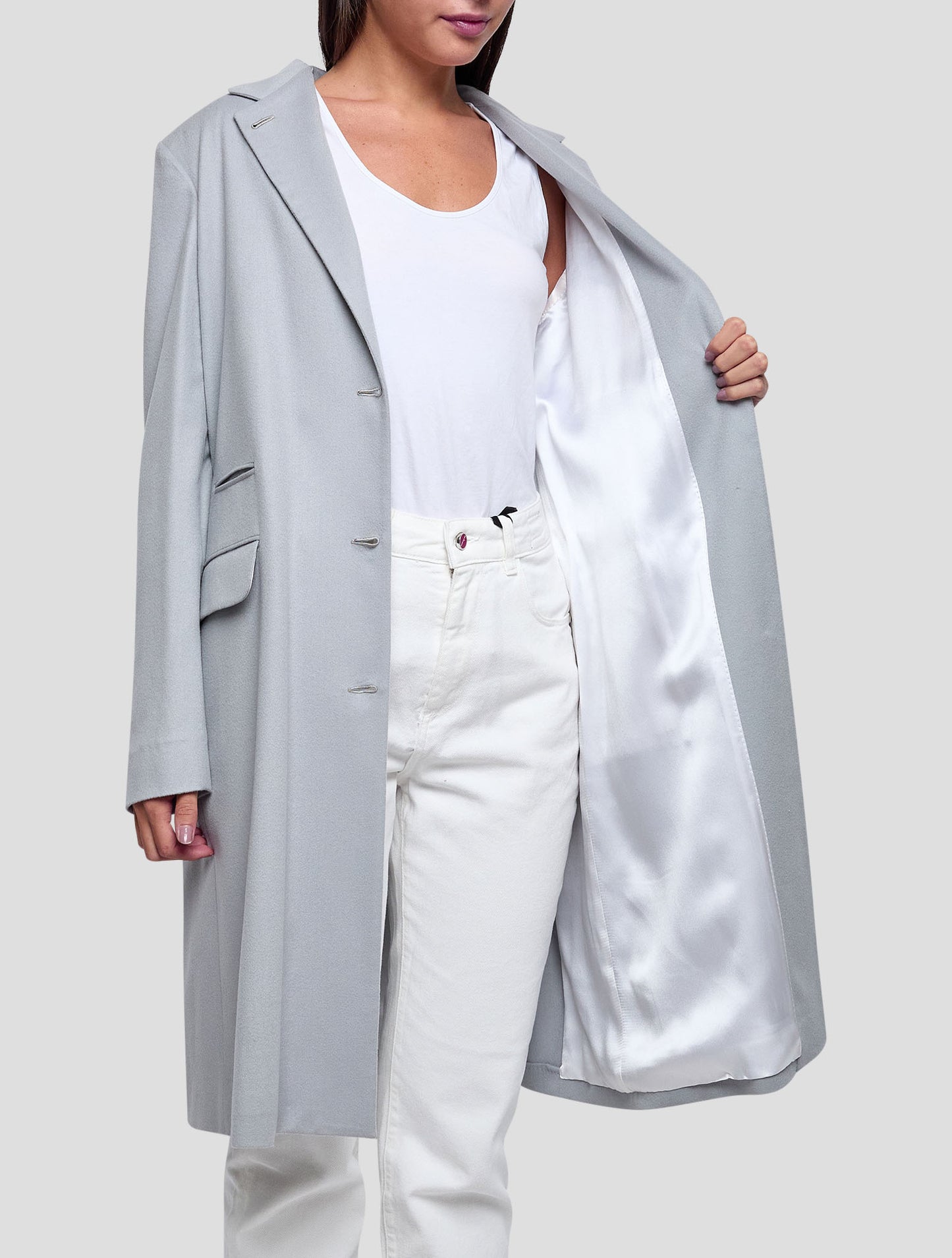Kiton Gray Cashmere Overcoat Women