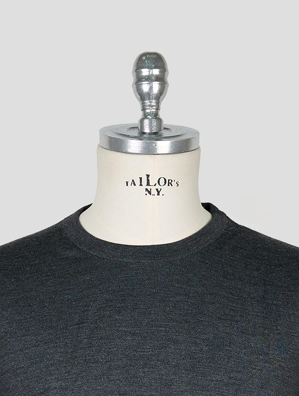 Kiton Dark Gray Wool Diamante Blu Sweater Crewneck