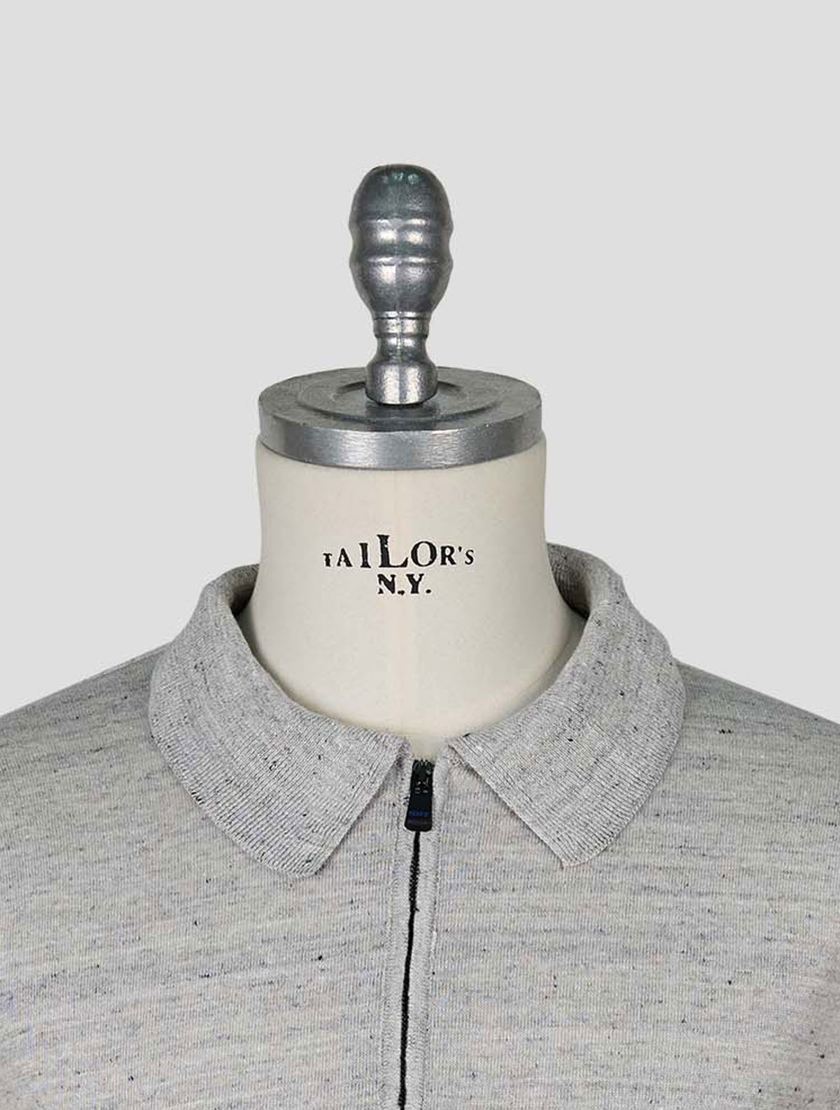 Kiton knt Gray Linen Cotton Polo Half Zip