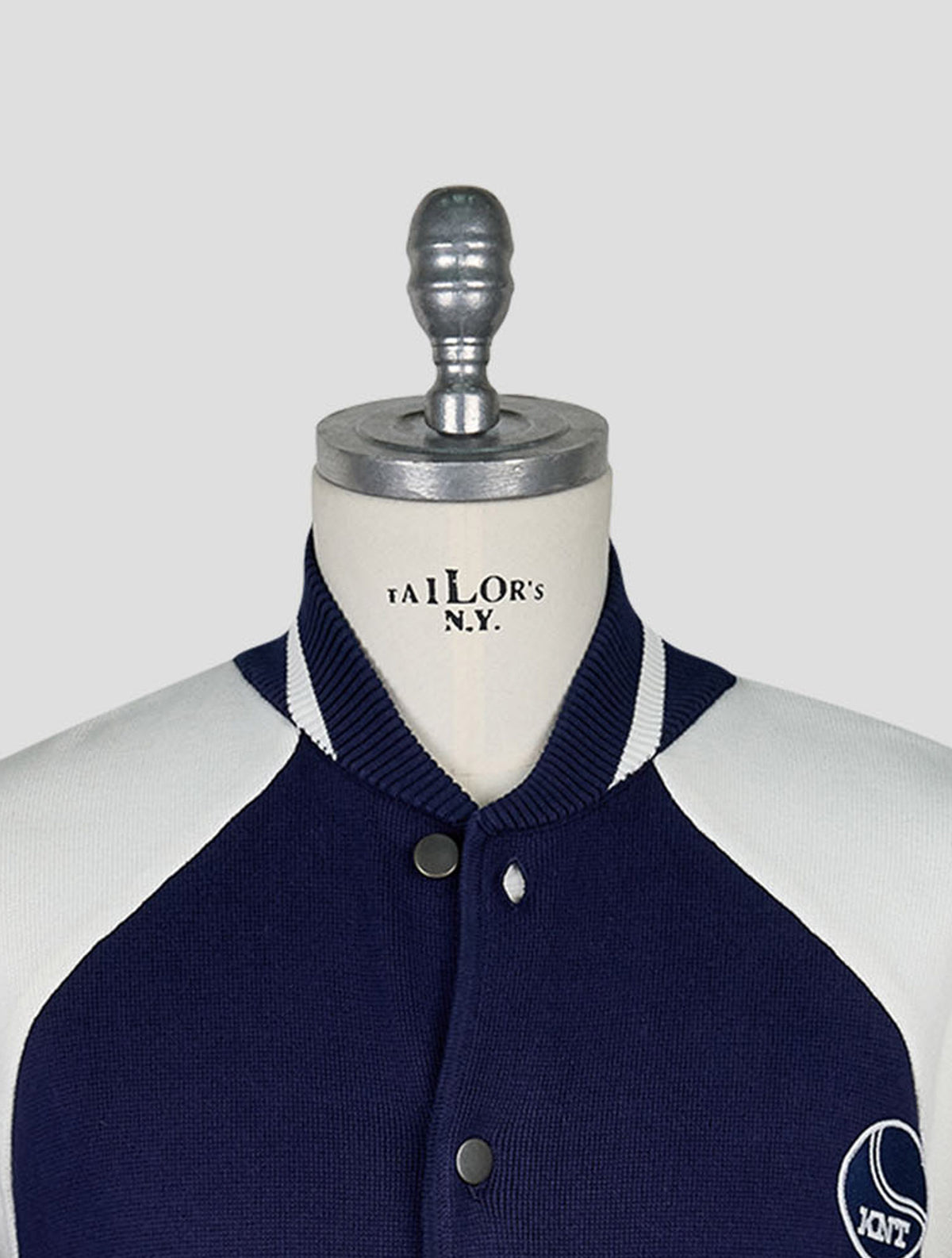 Kiton Knt Blue White Cotton Coat