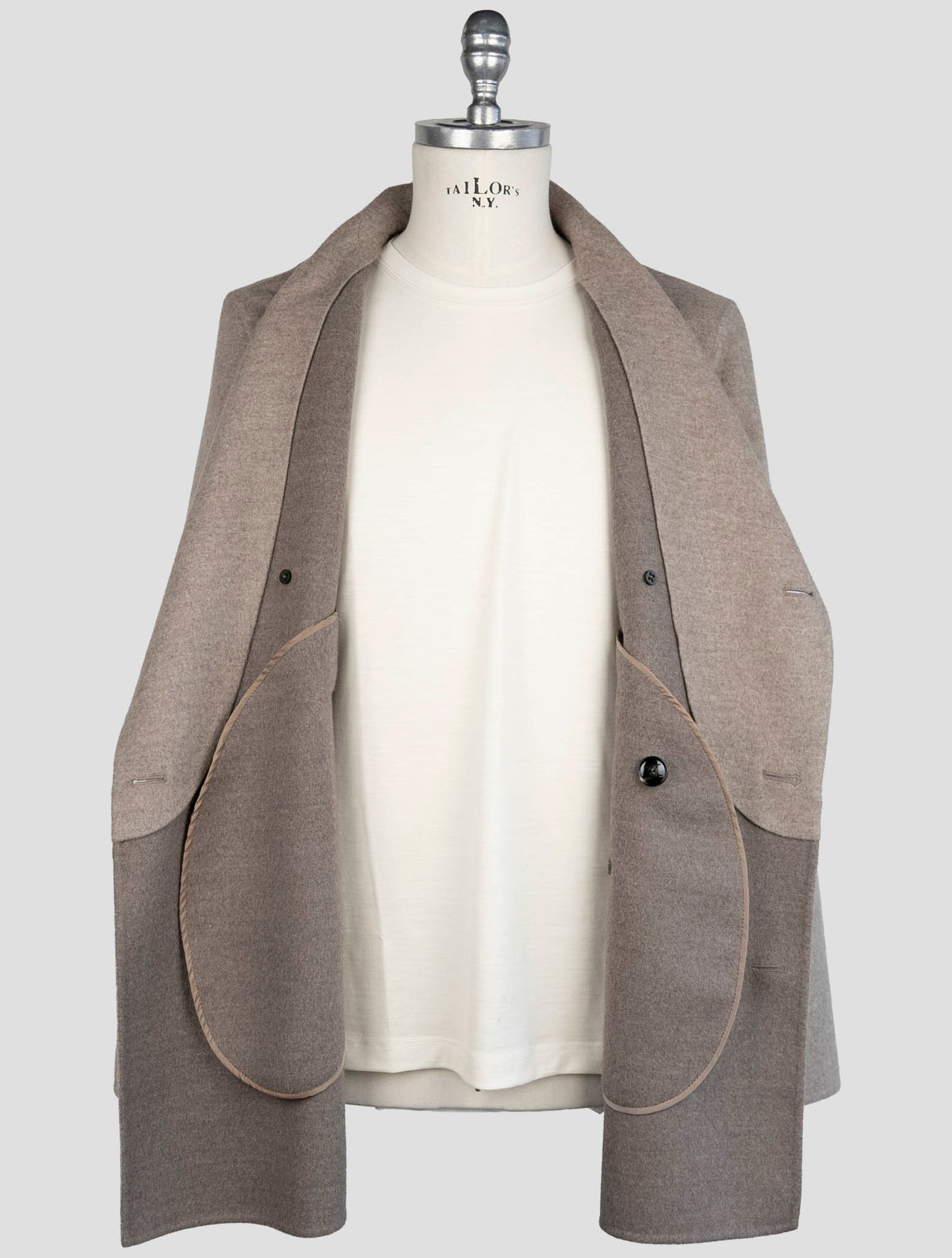 Kiton Beige Wool Cashmere Coat