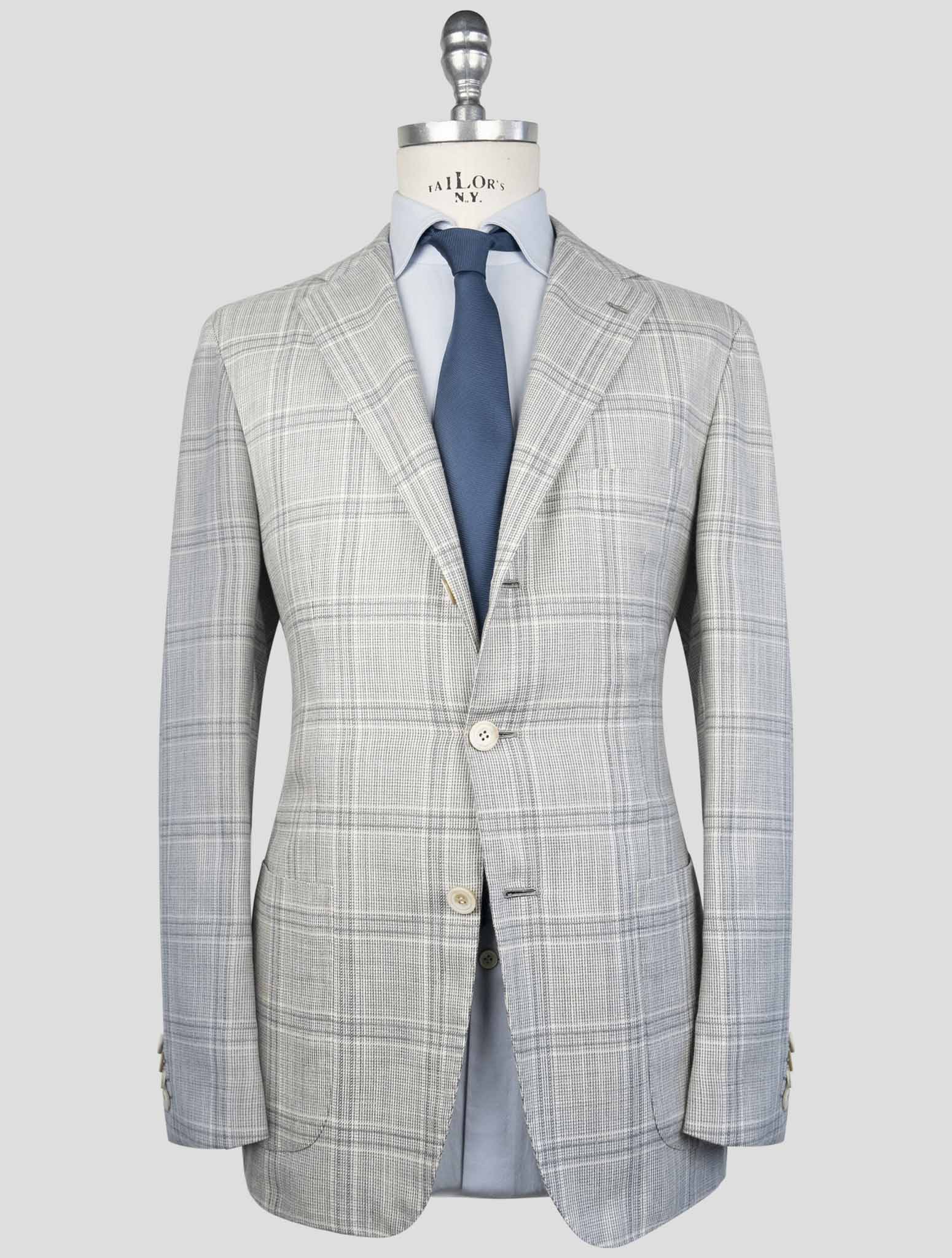 Kiton Light Gray Cashmere Virgin Wool Silk Linen Blazer