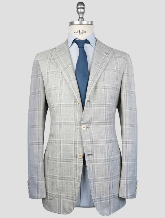 Kiton Light Gray Cashmere Virgin Wool Silk Linen Blazer