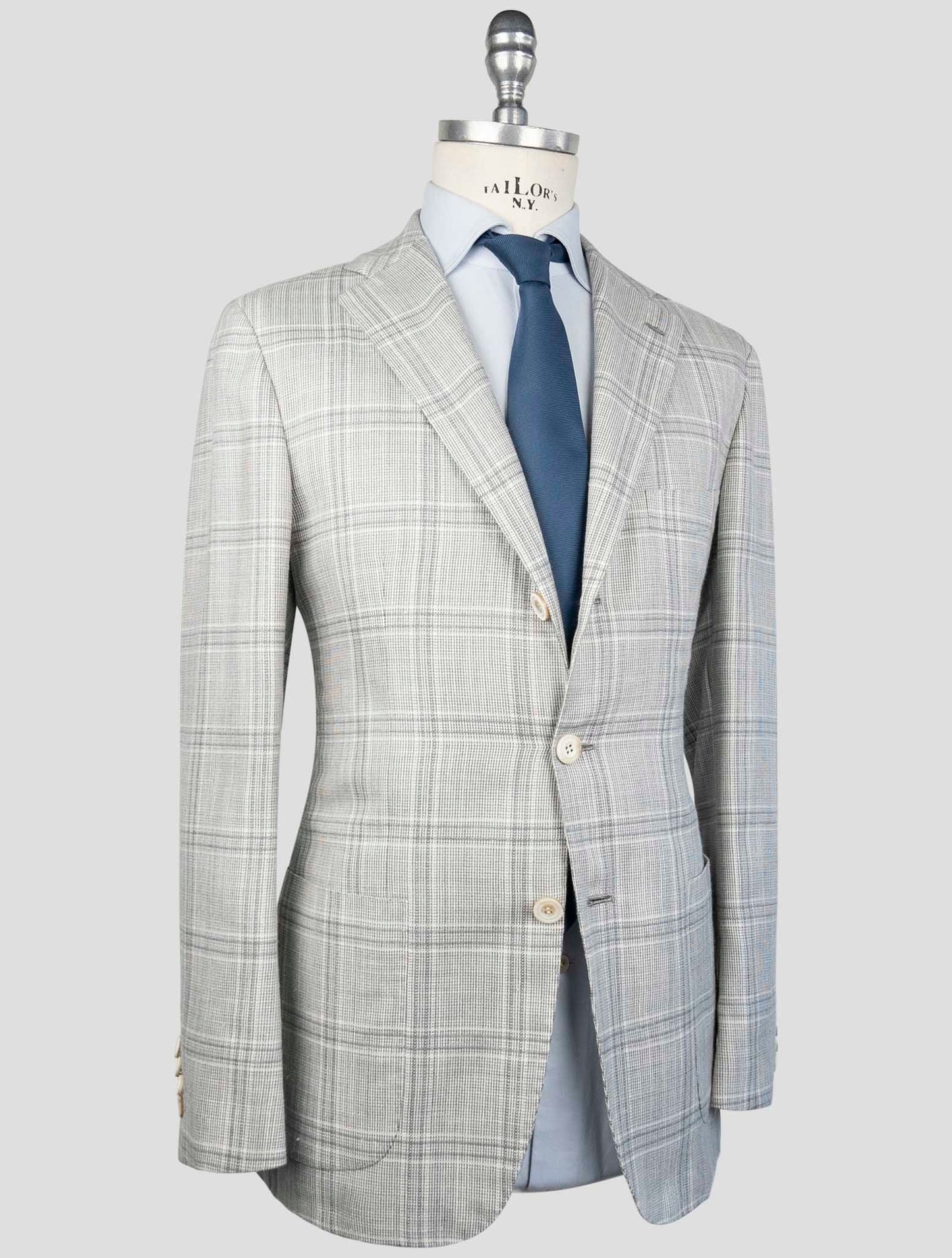 Kiton Light Gray Cashmere Virgin Wool Silk Linen Blazer