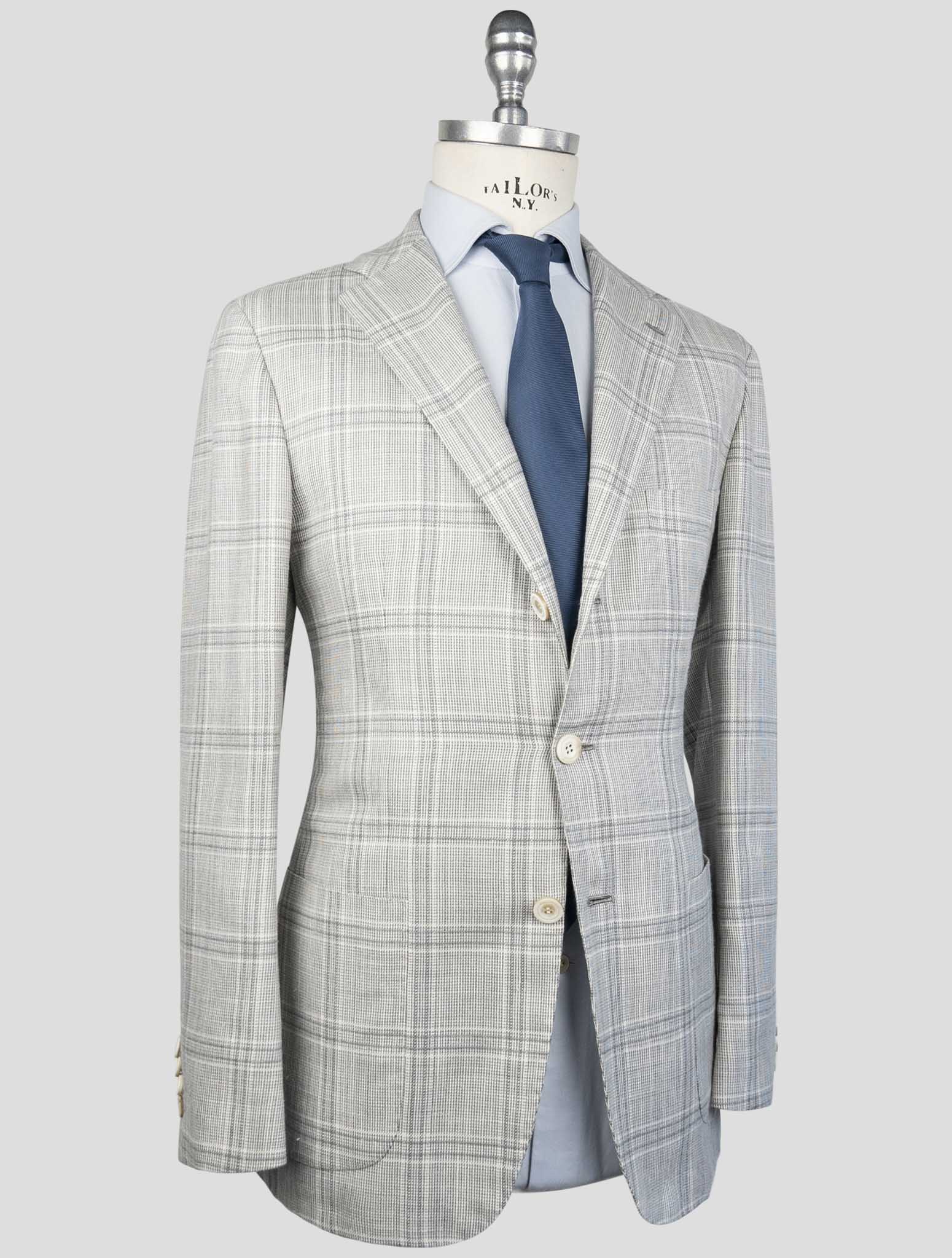 Kiton Light Gray Cashmere Virgin Wool Silk Linen Blazer