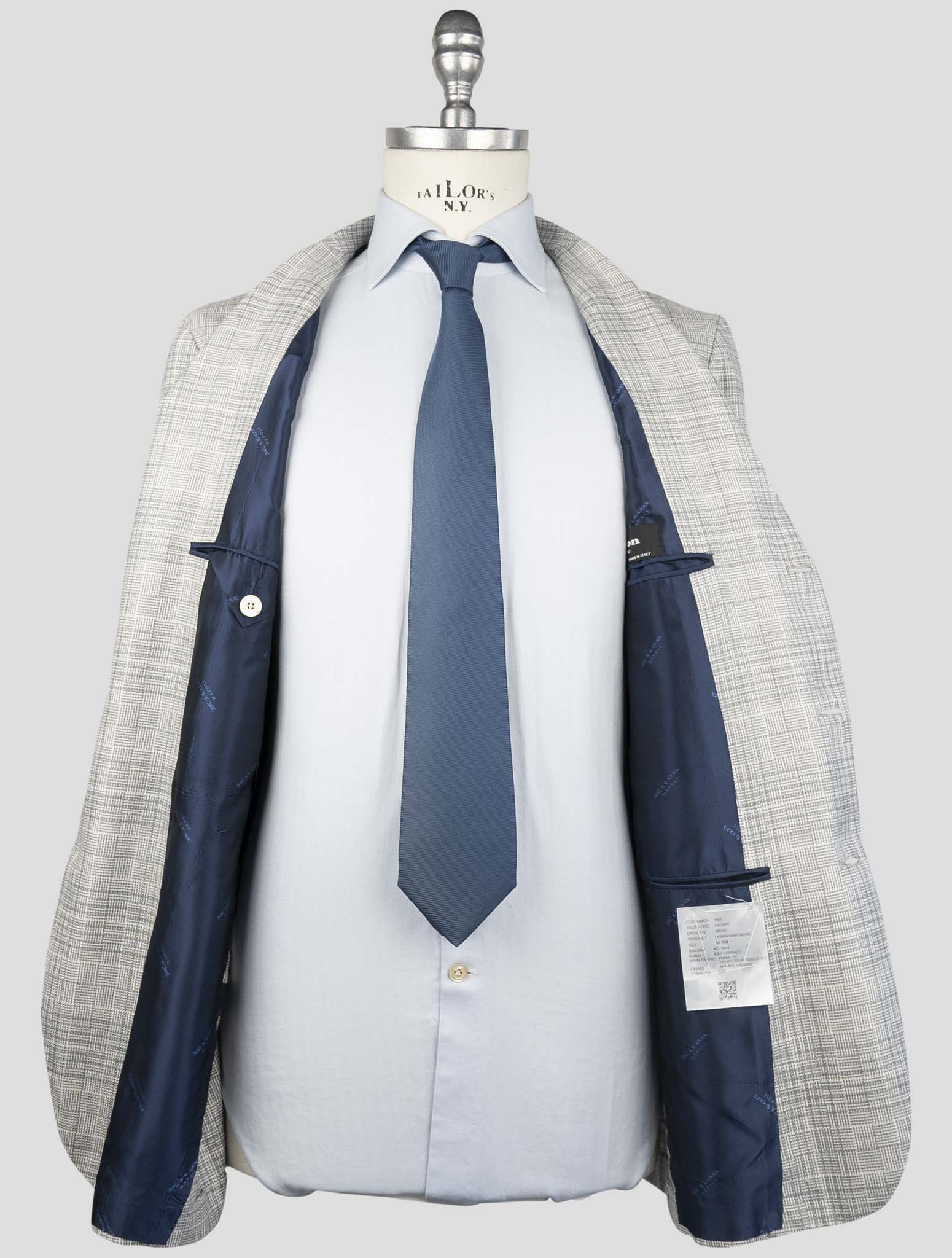 Kiton Gray Cashmere Virgin Wool Silk Linen Blazer
