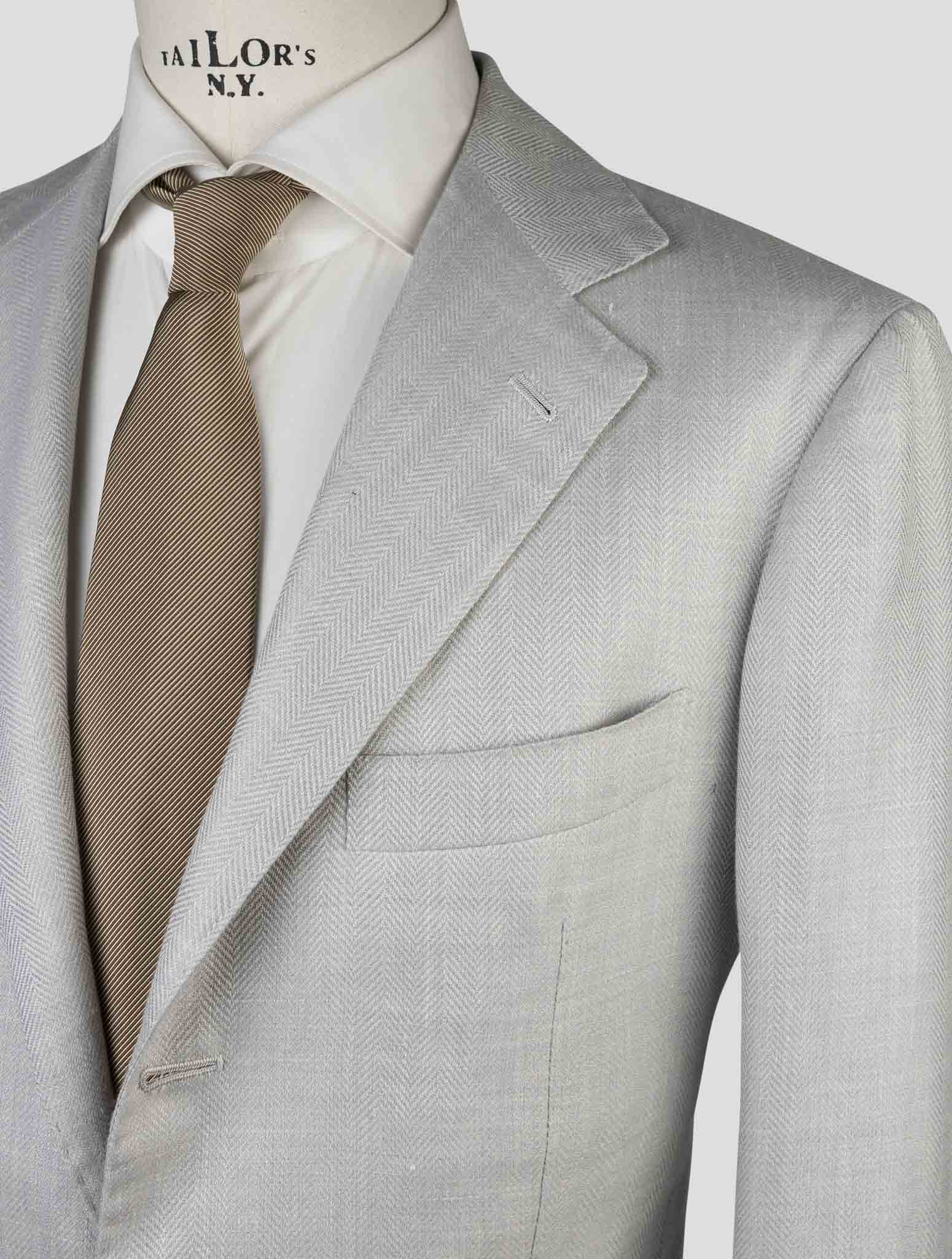 Kiton Gray Cashmere Silk Linen Blazer