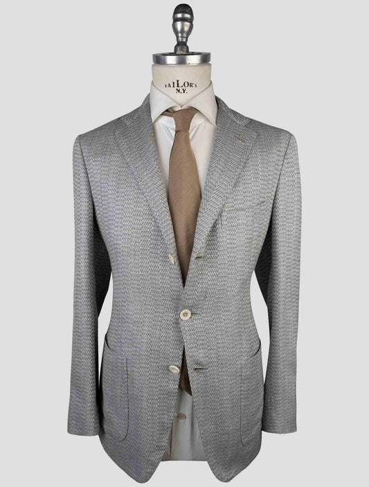 Kiton Gray Cashmere Virgin Wool Silk Linen Blazer