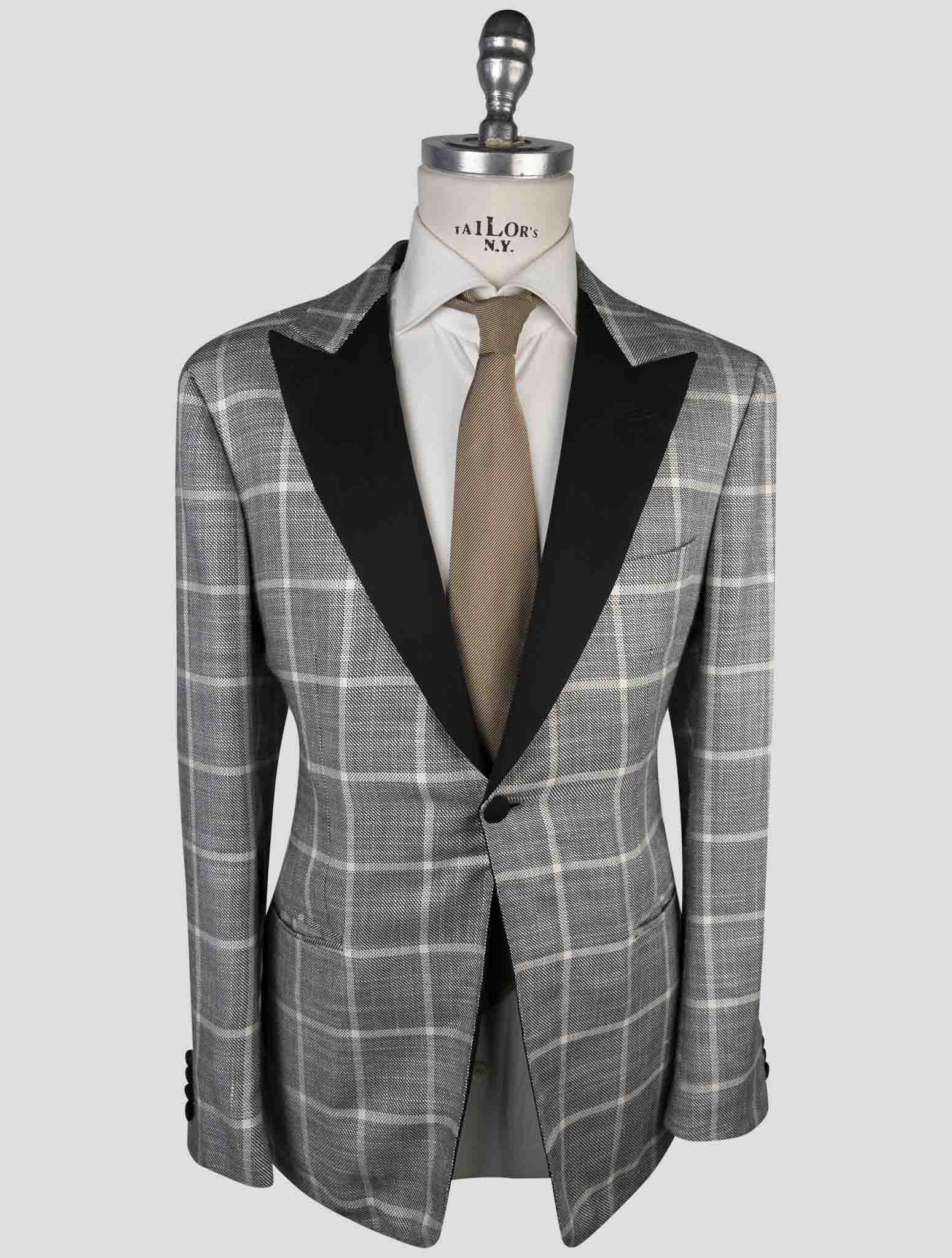 Kiton Gray Silk Cashmere Smoking Blazer