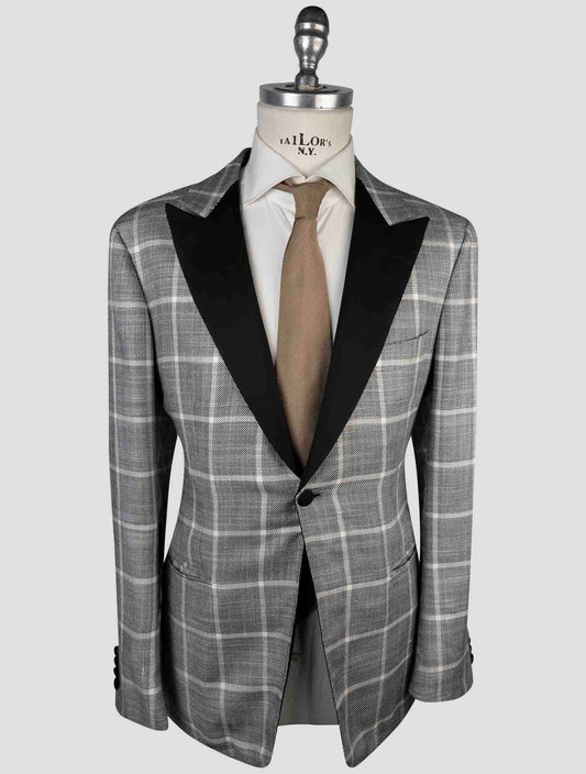 Kiton Gray Silk Cashmere Smoking Blazer