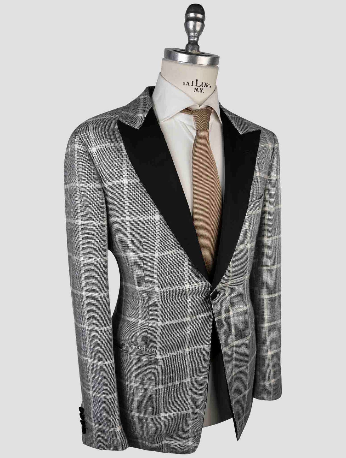 Kiton Gray Silk Cashmere Smoking Blazer