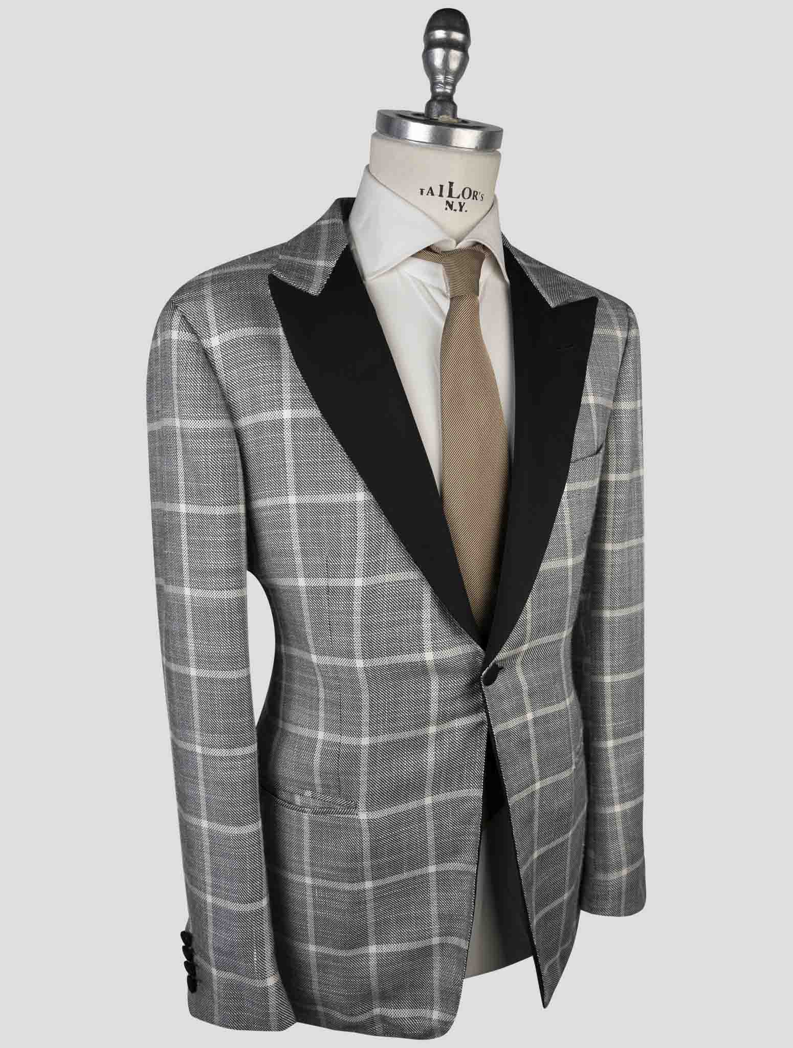 Kiton Gray Silk Cashmere Smoking Blazer